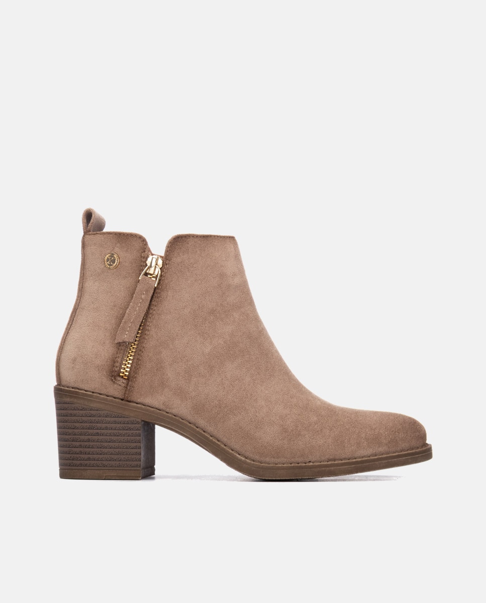 Botines de mujer con cremallera - Xti - Beige Beige-1