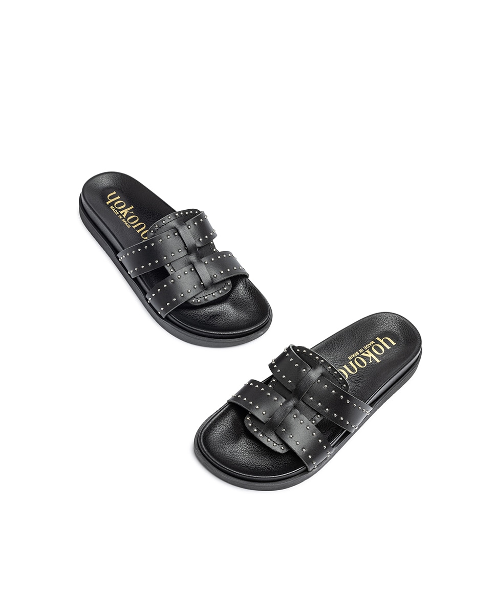 Sandalias planas de mujer de piel - Yokono - Negro Negro-5
