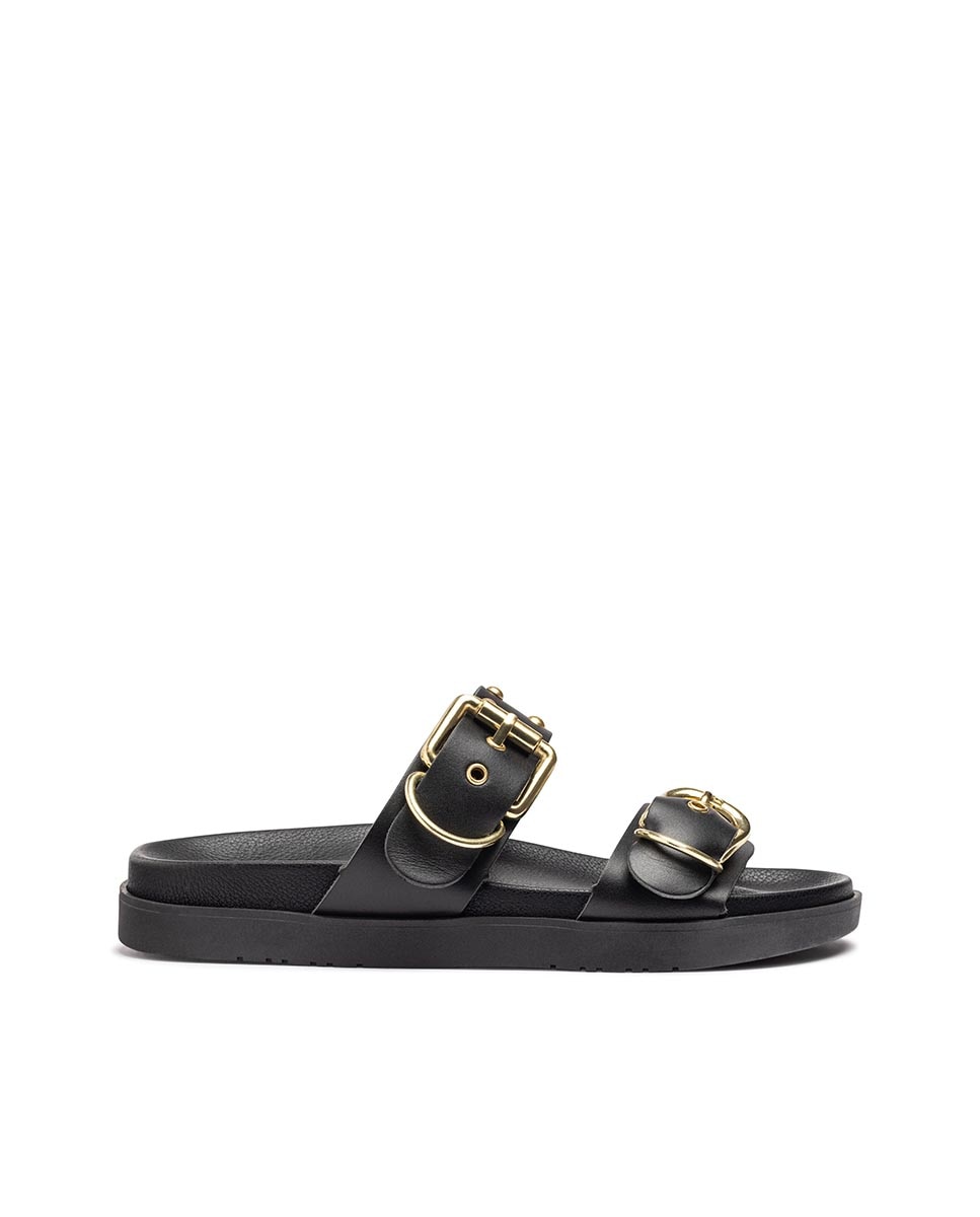 Sandalias planas de mujer de piel - Yokono - Negro Negro-1