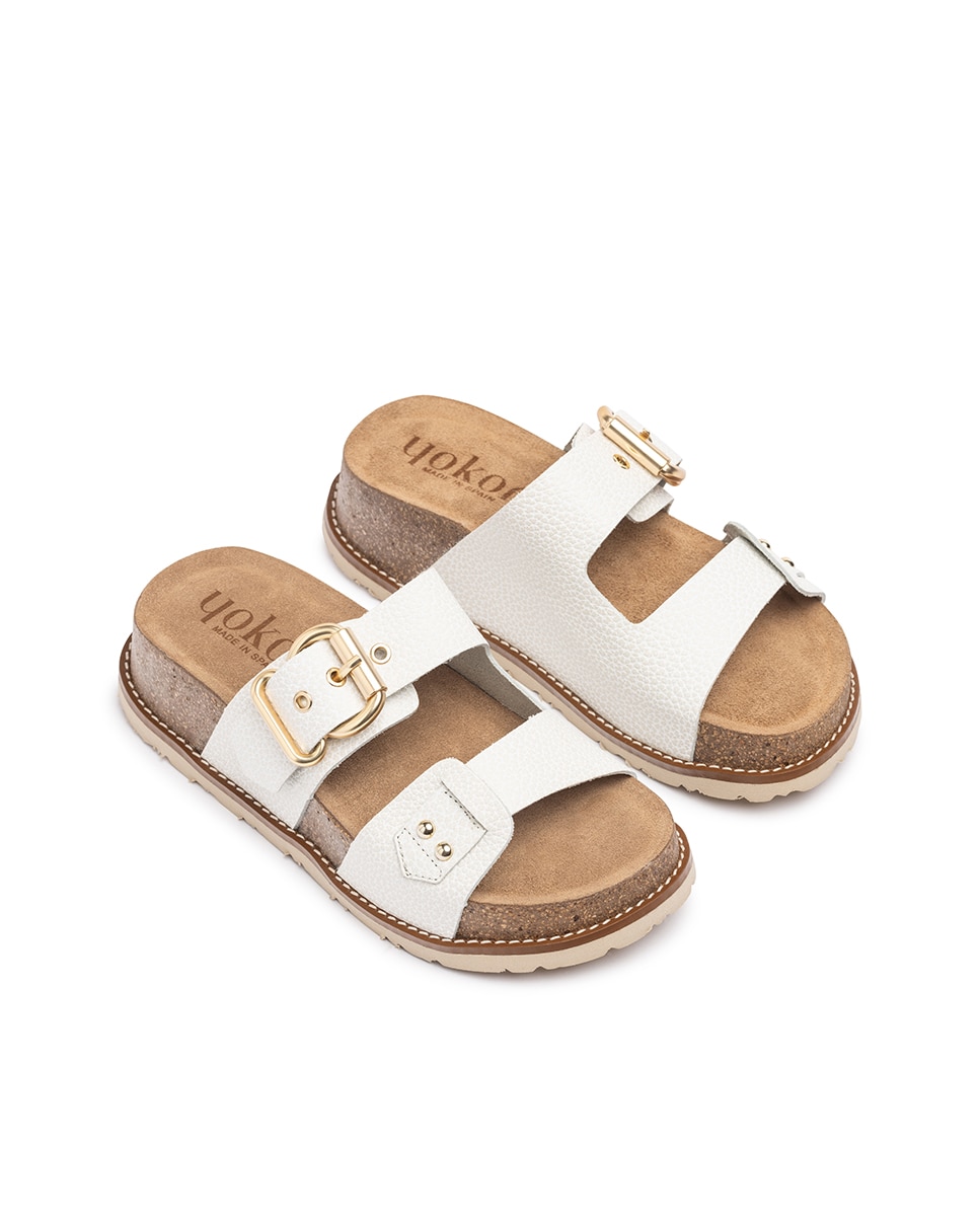 Sandalias de tacón de mujer de piel - Yokono - Blanco Blanco-5