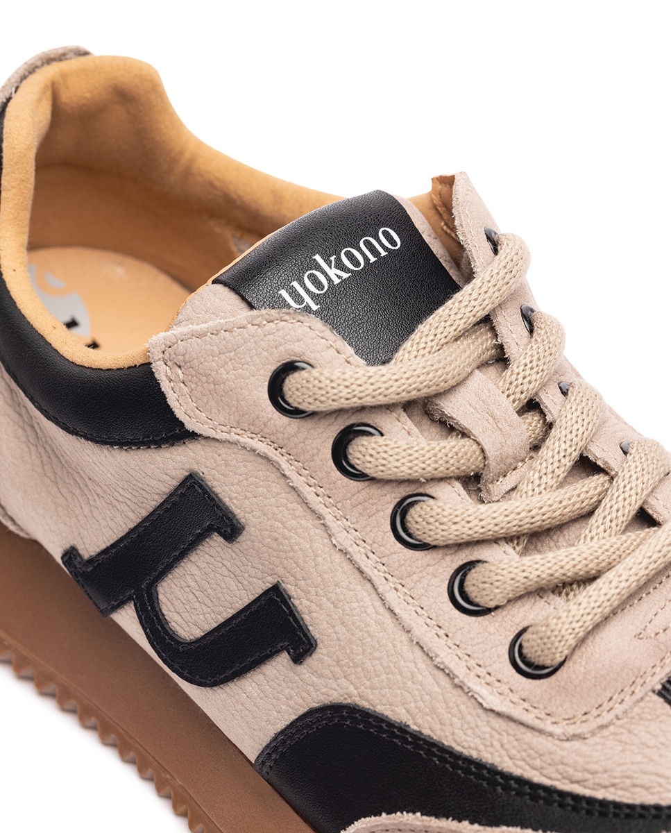 Zapatillas de mujer de piel - Yokono - Beige Beige-3