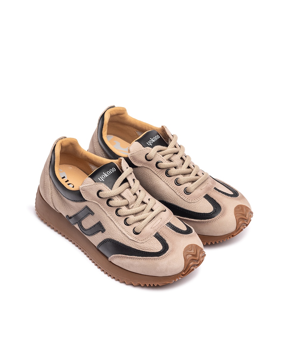 Zapatillas de mujer de piel - Yokono - Beige Beige-2