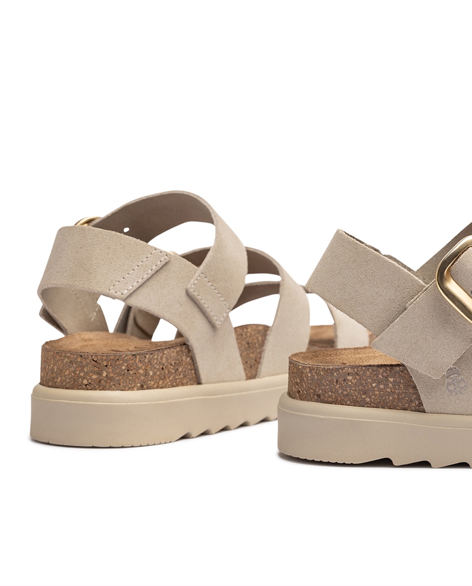 Sandalias planas de mujer de piel - Yokono - Beige Beige-2
