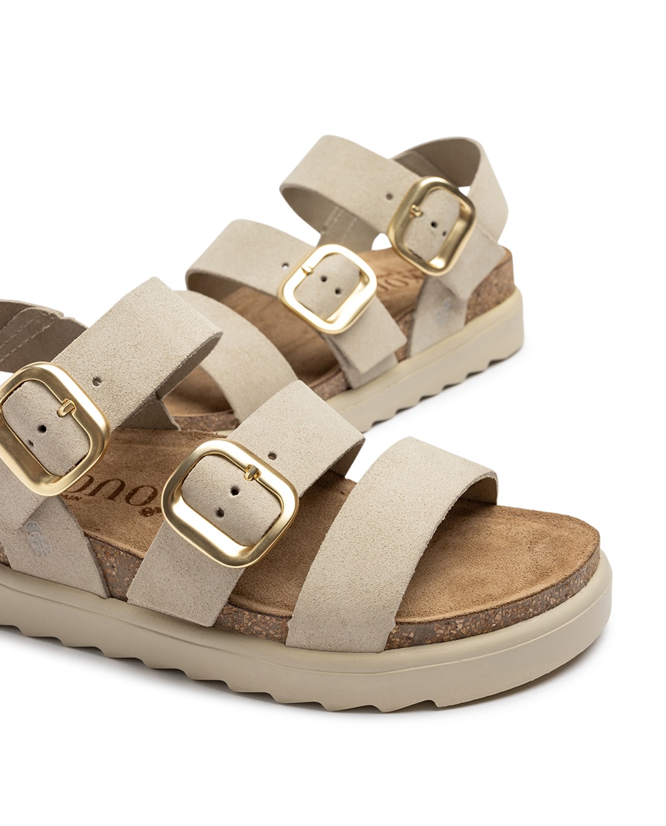 Sandalias planas de mujer de piel - Yokono - Beige Beige-6