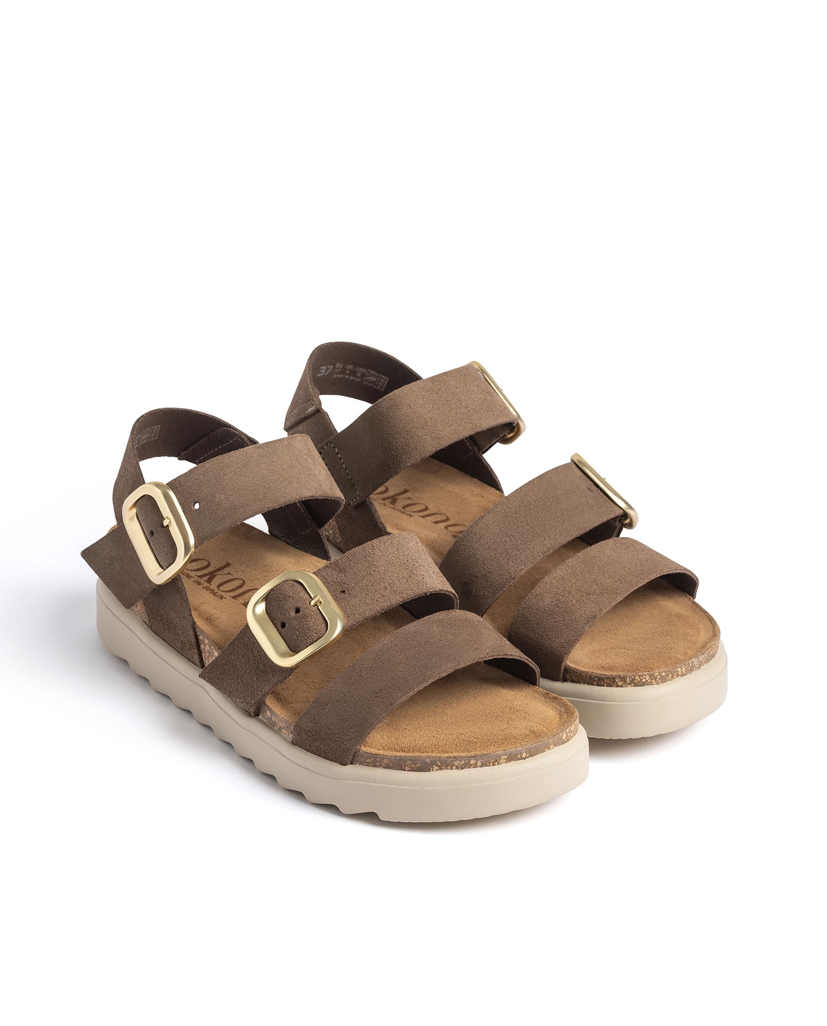 Sandalias planas de mujer de piel - Marrón oscuro Marrón oscuro-2