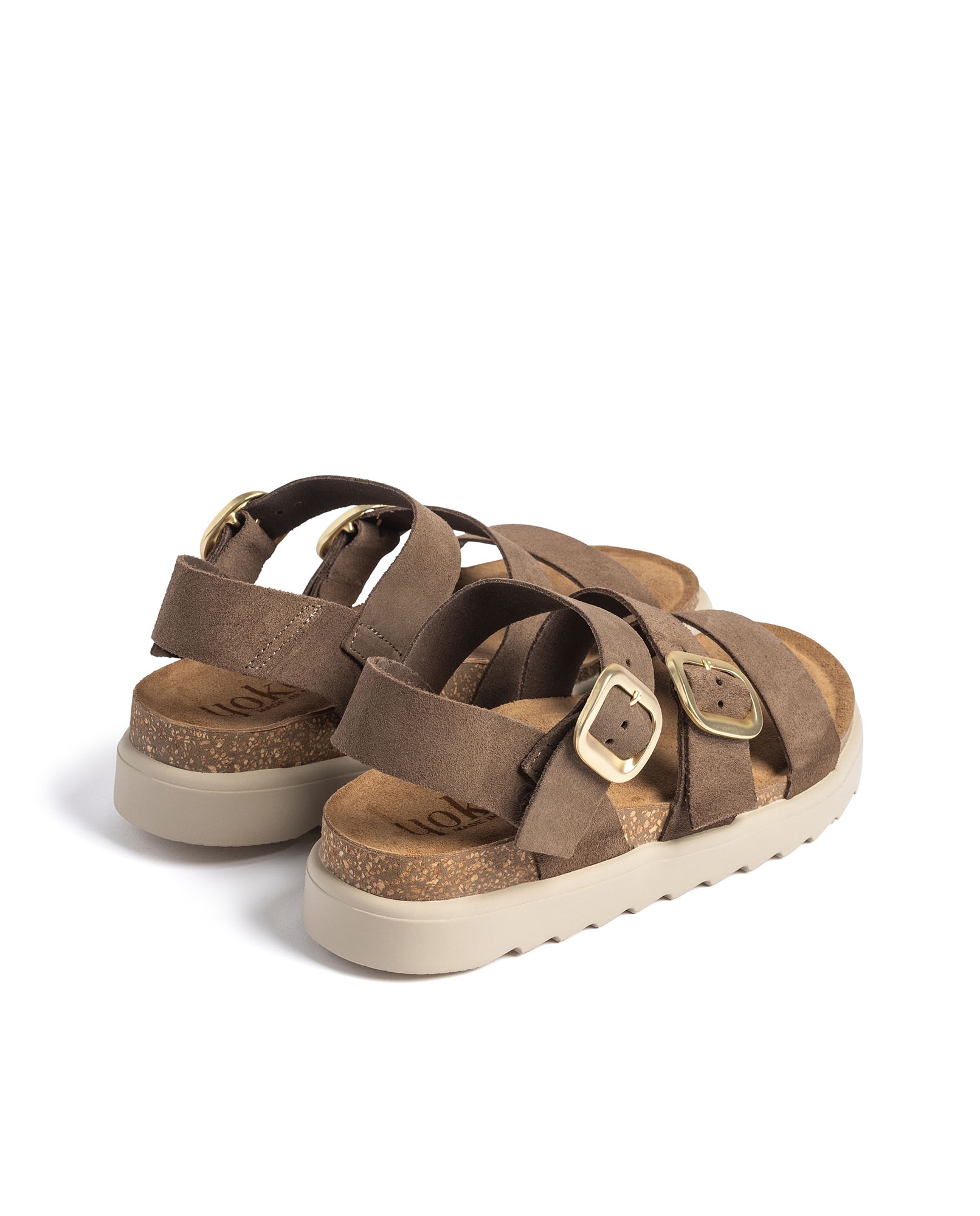 Sandalias planas de mujer de piel - Marrón oscuro Marrón oscuro-4