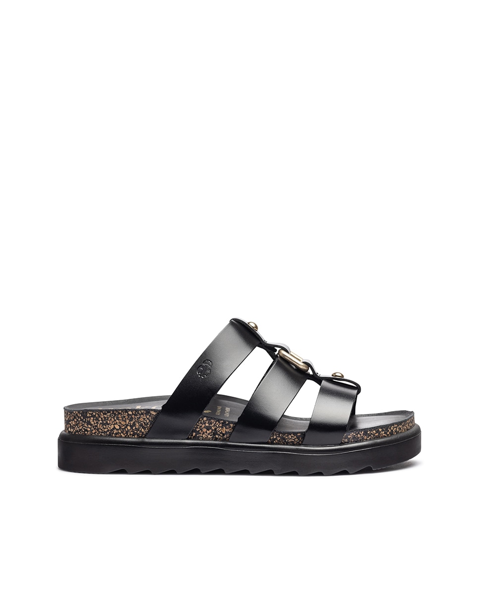 Sandalias planas de mujer de piel - Yokono - Negro Negro-1