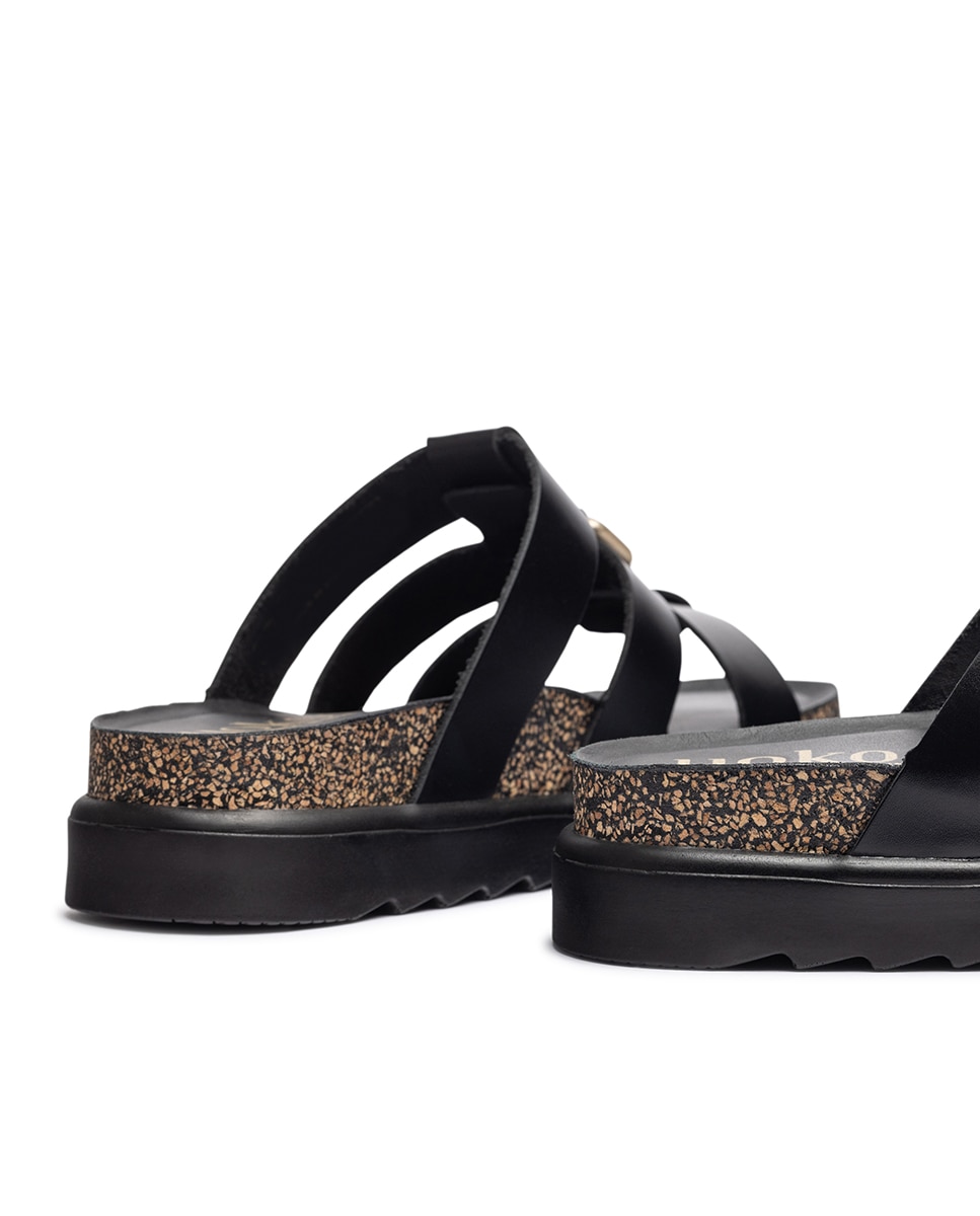 Sandalias planas de mujer de piel - Yokono - Negro Negro-2