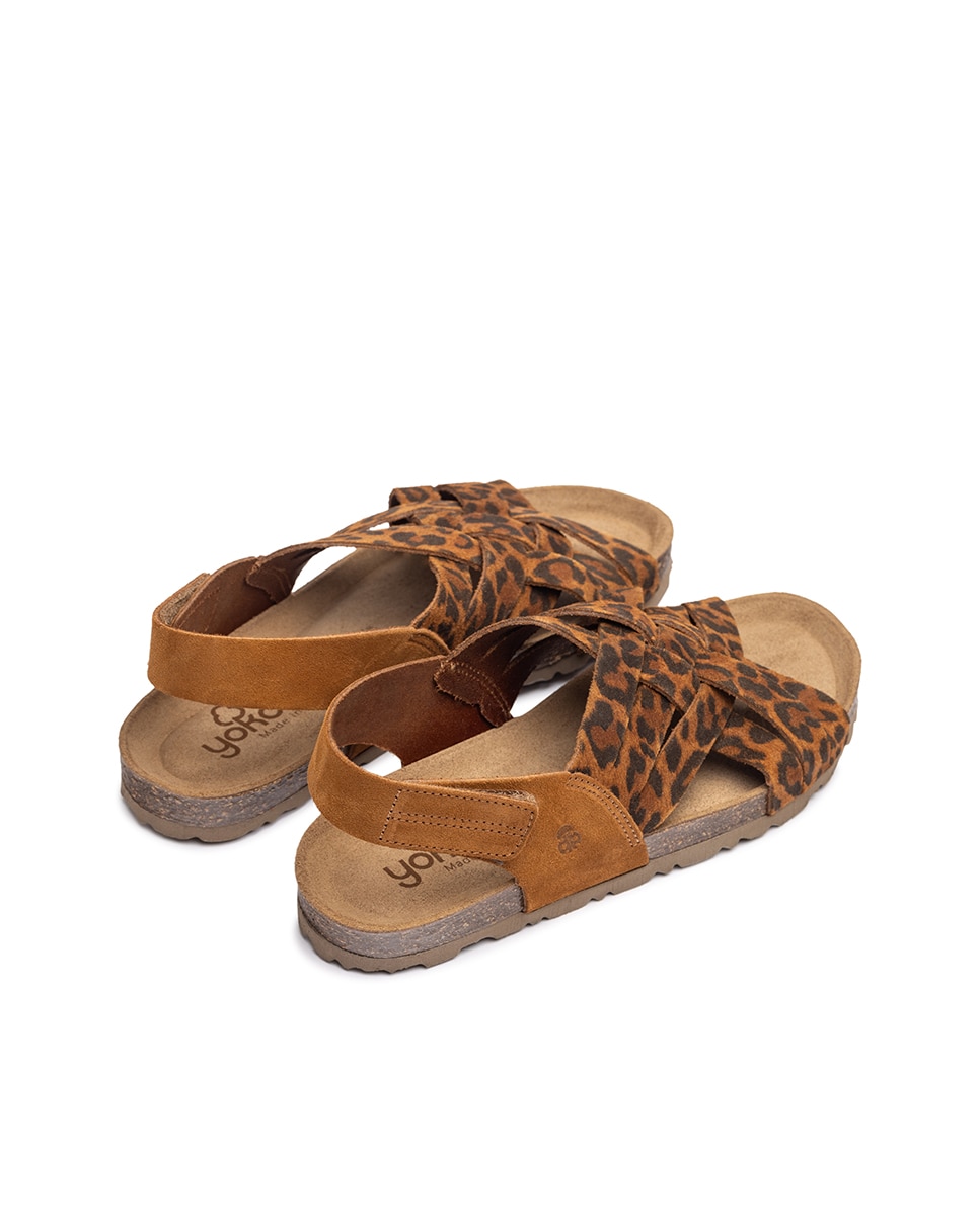 Sandalias planas de mujer de piel - Yokono - Marrón / Naranja Marrón / Naranja-4