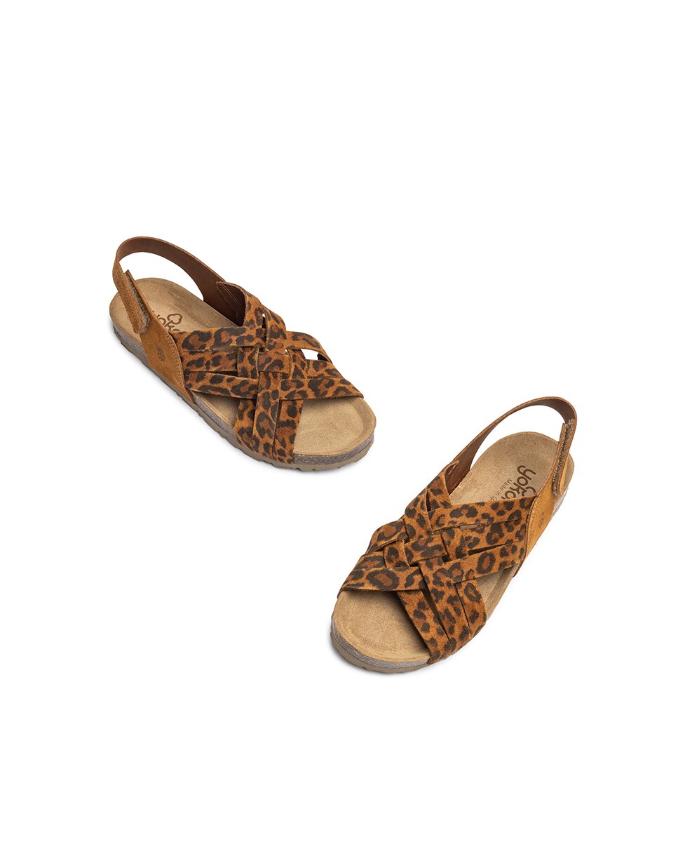 Sandalias planas de mujer de piel - Yokono - Marrón / Naranja Marrón / Naranja-5