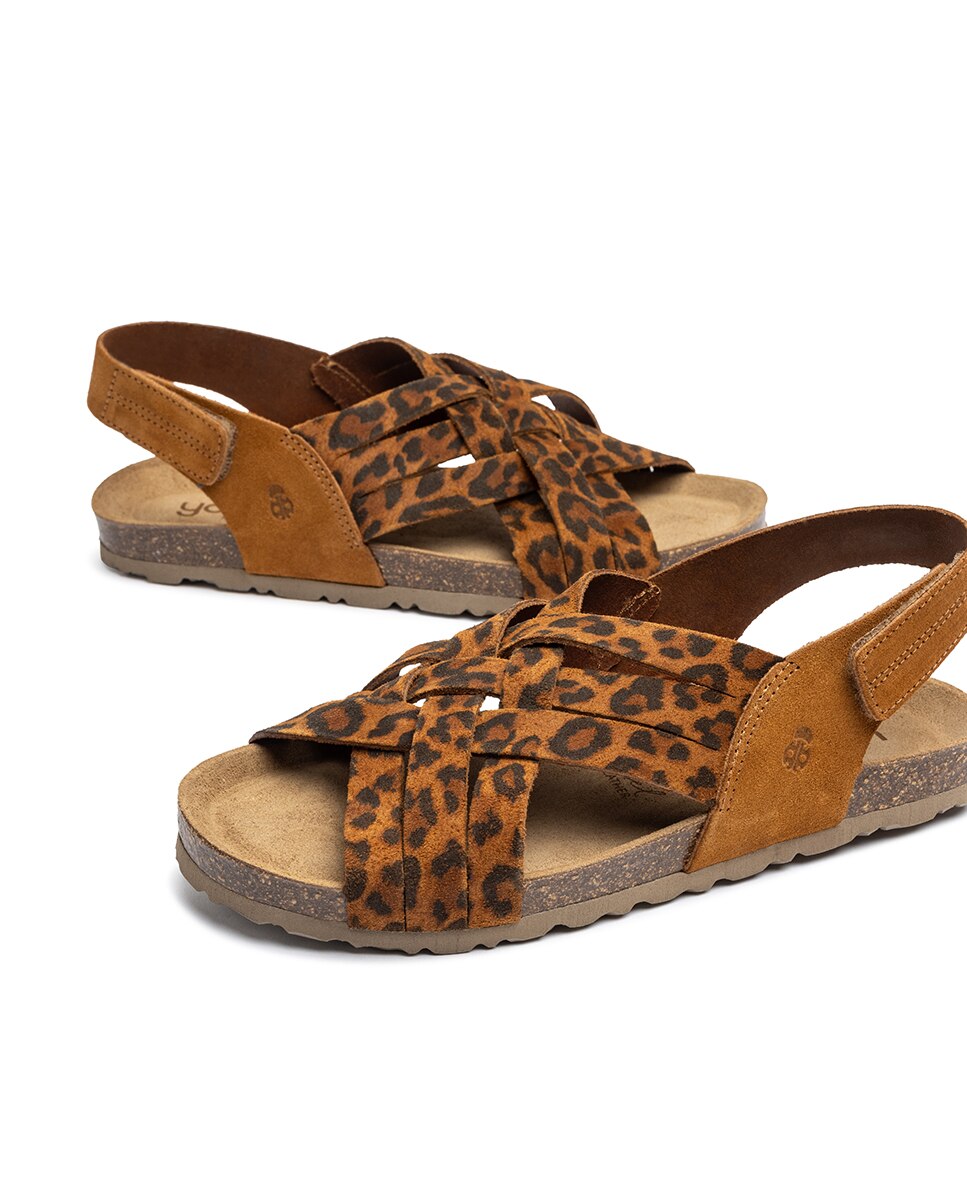 Sandalias planas de mujer de piel - Yokono - Marrón / Naranja Marrón / Naranja-6