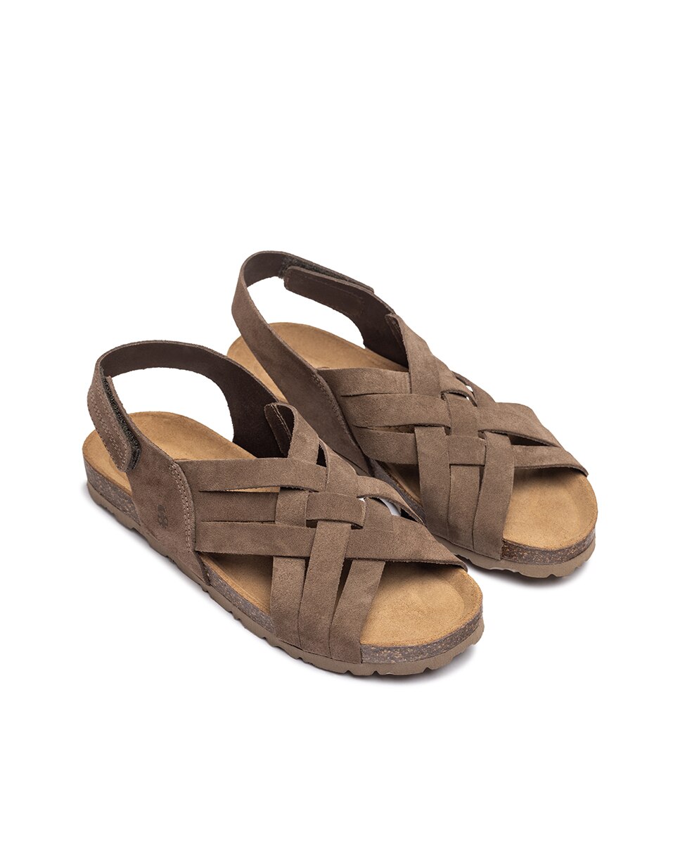 Sandalias planas de mujer de piel - Yokono - Marrón Marrón-3