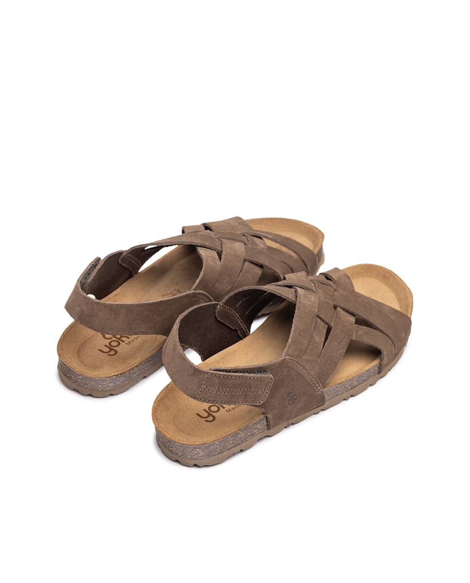 Sandalias planas de mujer de piel - Yokono - Marrón Marrón-4