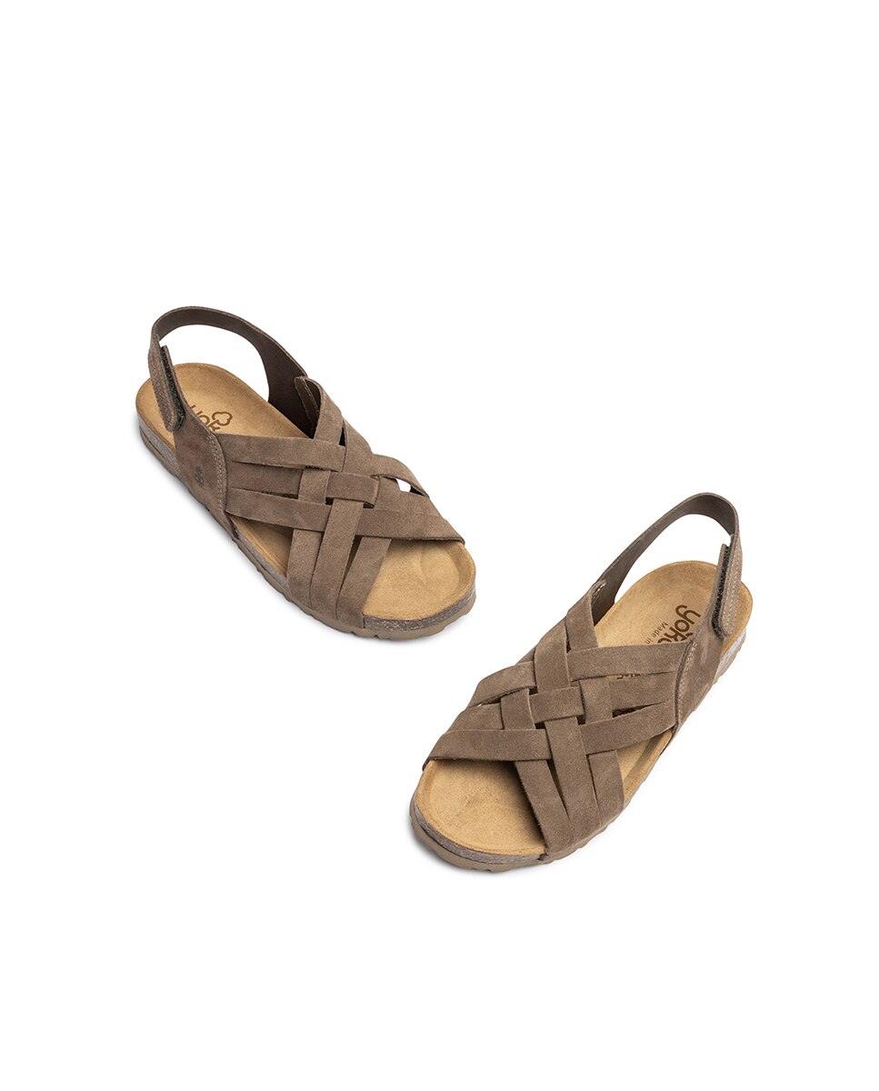 Sandalias planas de mujer de piel - Yokono - Marrón Marrón-5