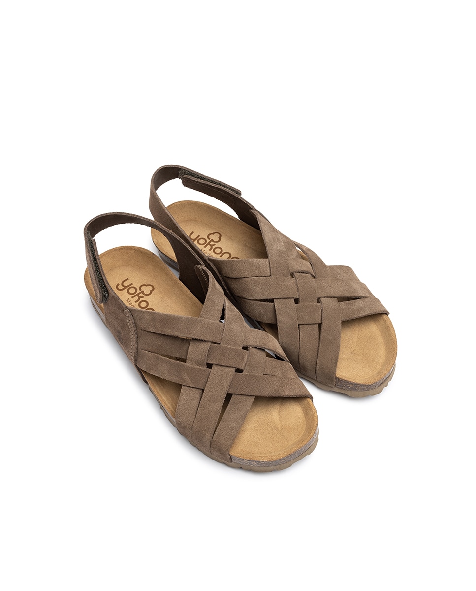 Sandalias planas de mujer de piel - Yokono - Marrón Marrón-6