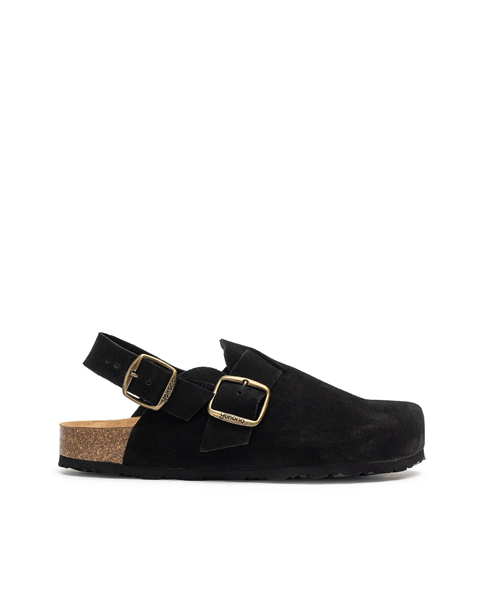 Zuecos planos de mujer de piel - Yokono - Negro Negro-1