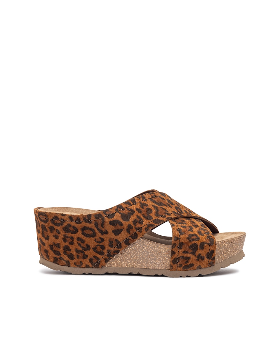 Sandalias de cuña de mujer de piel - Yokono - Estampado Estampado-1