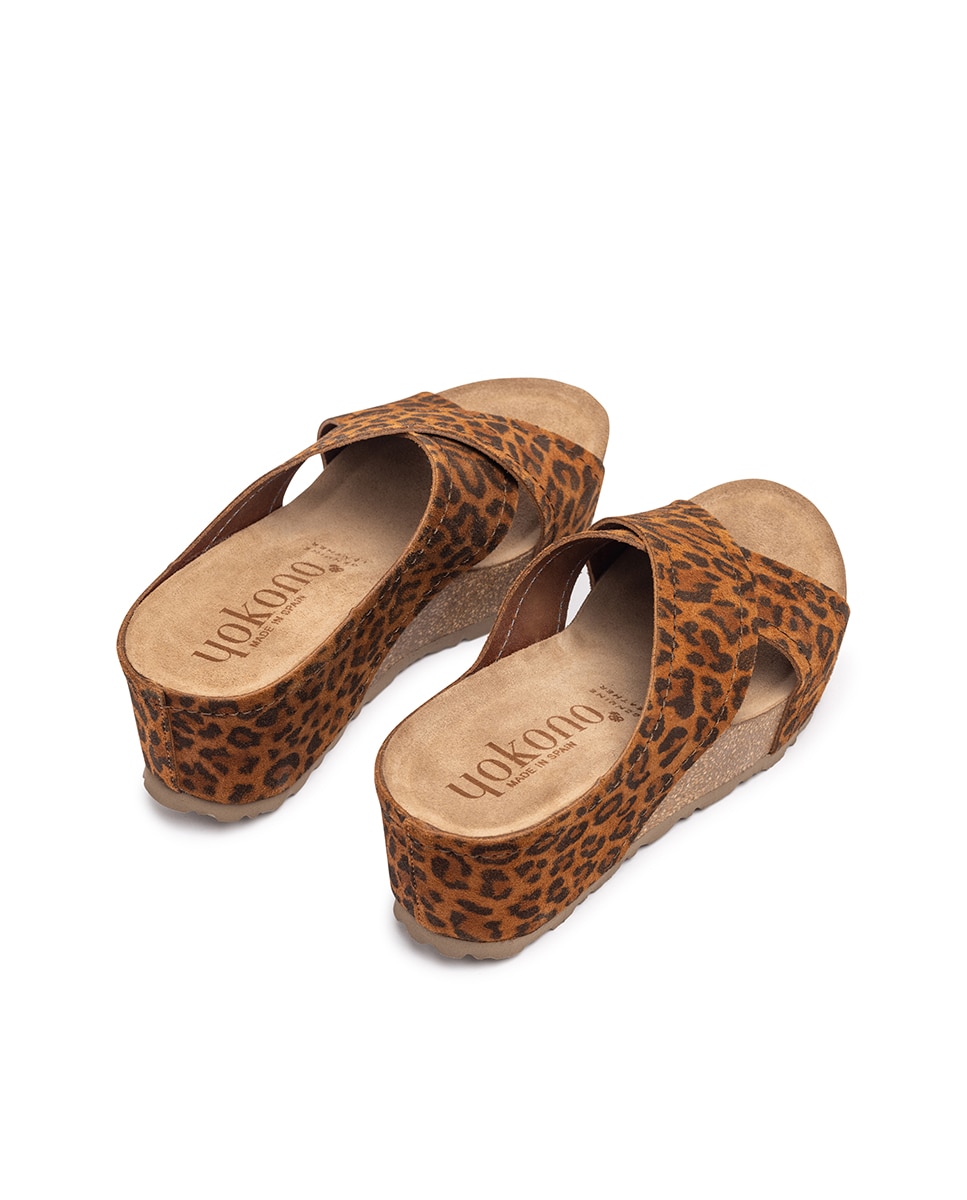 Sandalias de cuña de mujer de piel - Yokono - Estampado Estampado-3