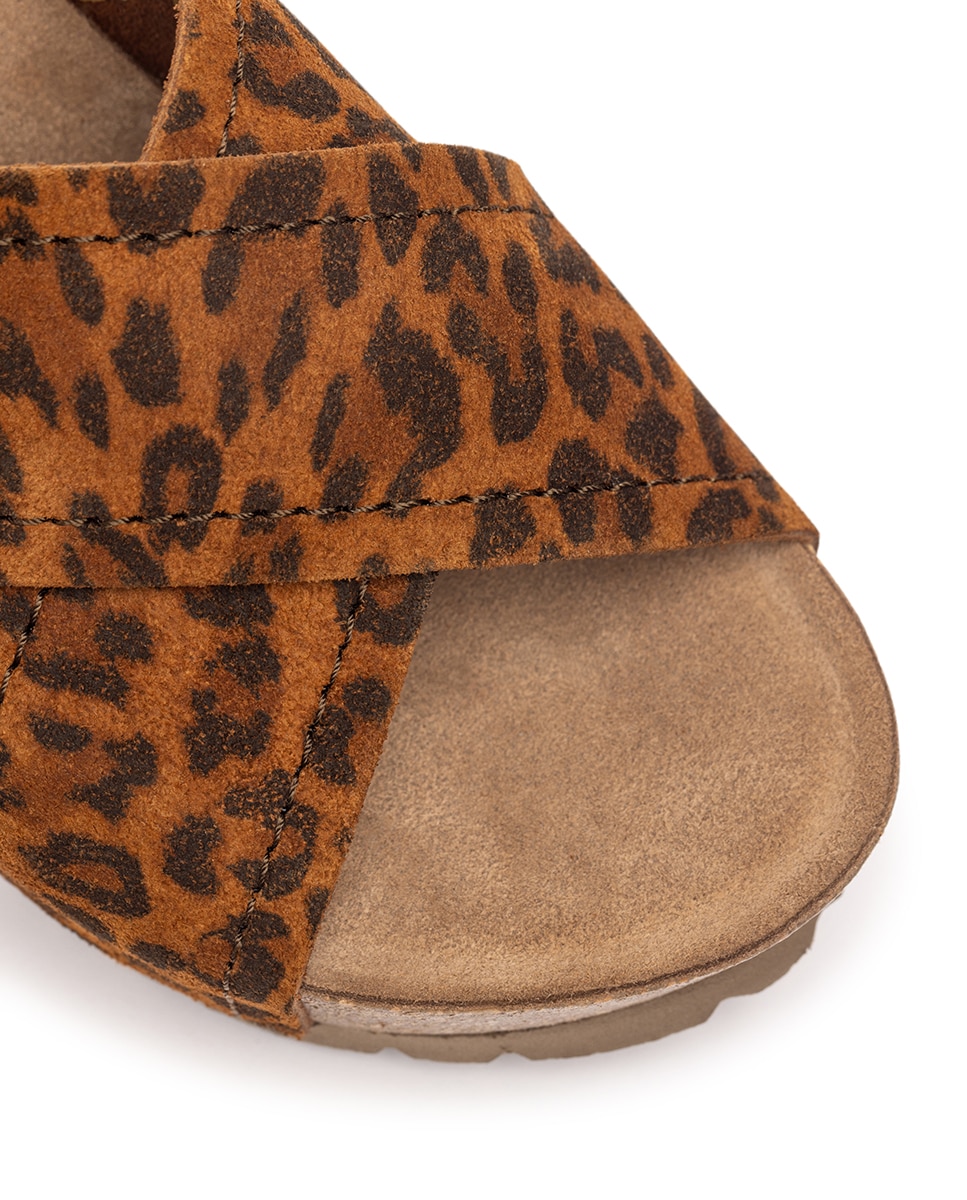 Sandalias de cuña de mujer de piel - Yokono - Estampado Estampado-5