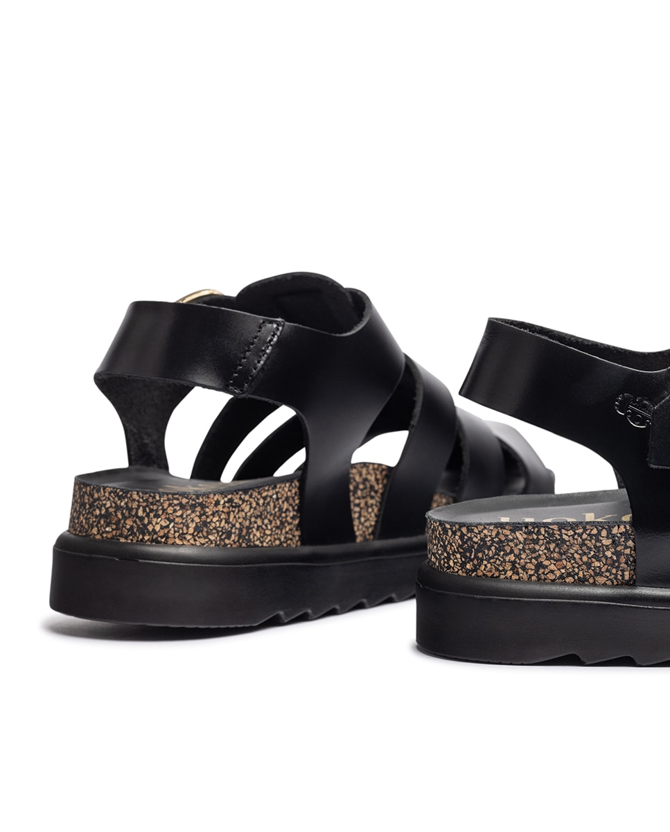 Sandalias planas de mujer de piel - Yokono - Negro Negro-3