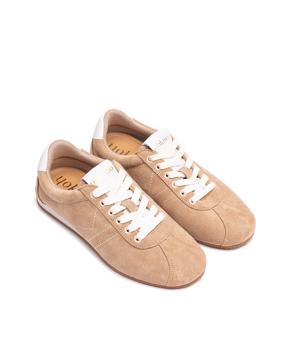 Yokono - Zapatillas de serraje de mujer con cordones.