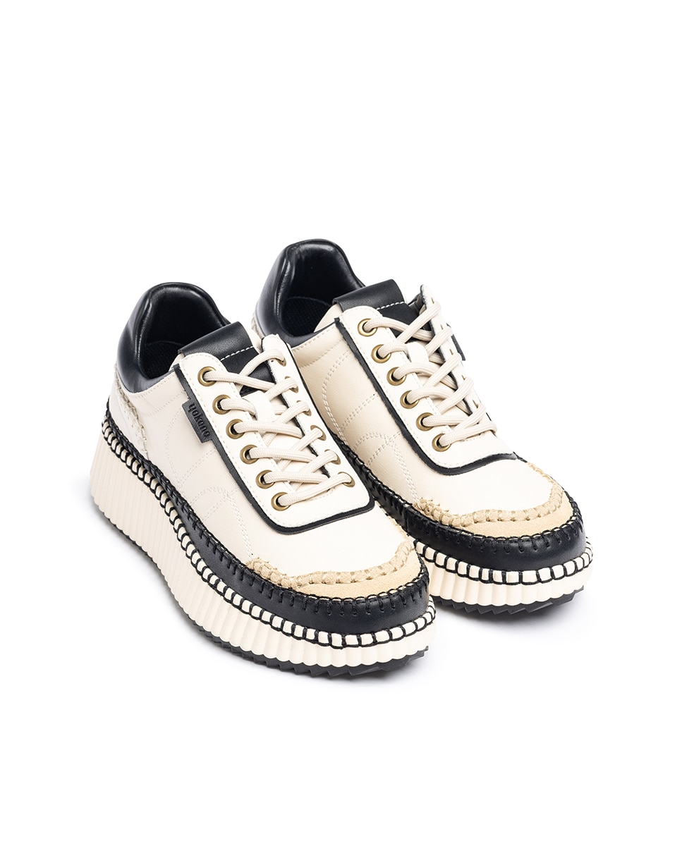 Zapatillas de mujer de piel - Yokono - Blanco Blanco-2