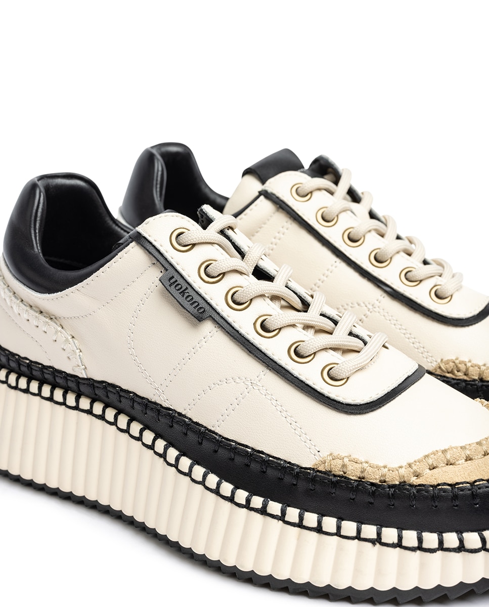 Zapatillas de mujer de piel - Yokono - Blanco Blanco-4