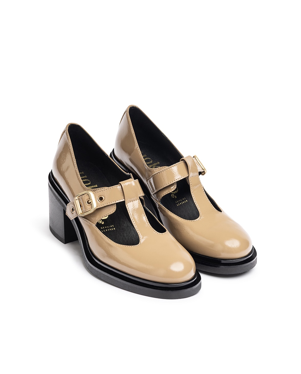 Zapatos de tacón de mujer de piel - Yokono - Beige Beige-2