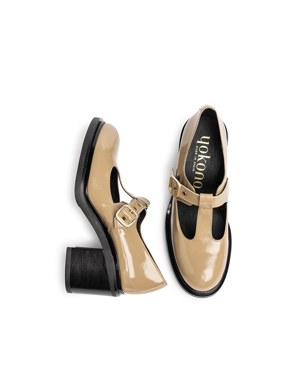 Zapatos de tacón de mujer de piel - Yokono - Beige Beige-5