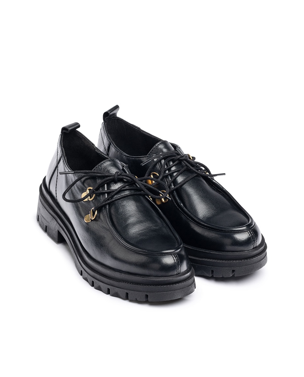Zapatos planos de mujer de piel - Yokono - Negro Negro-2