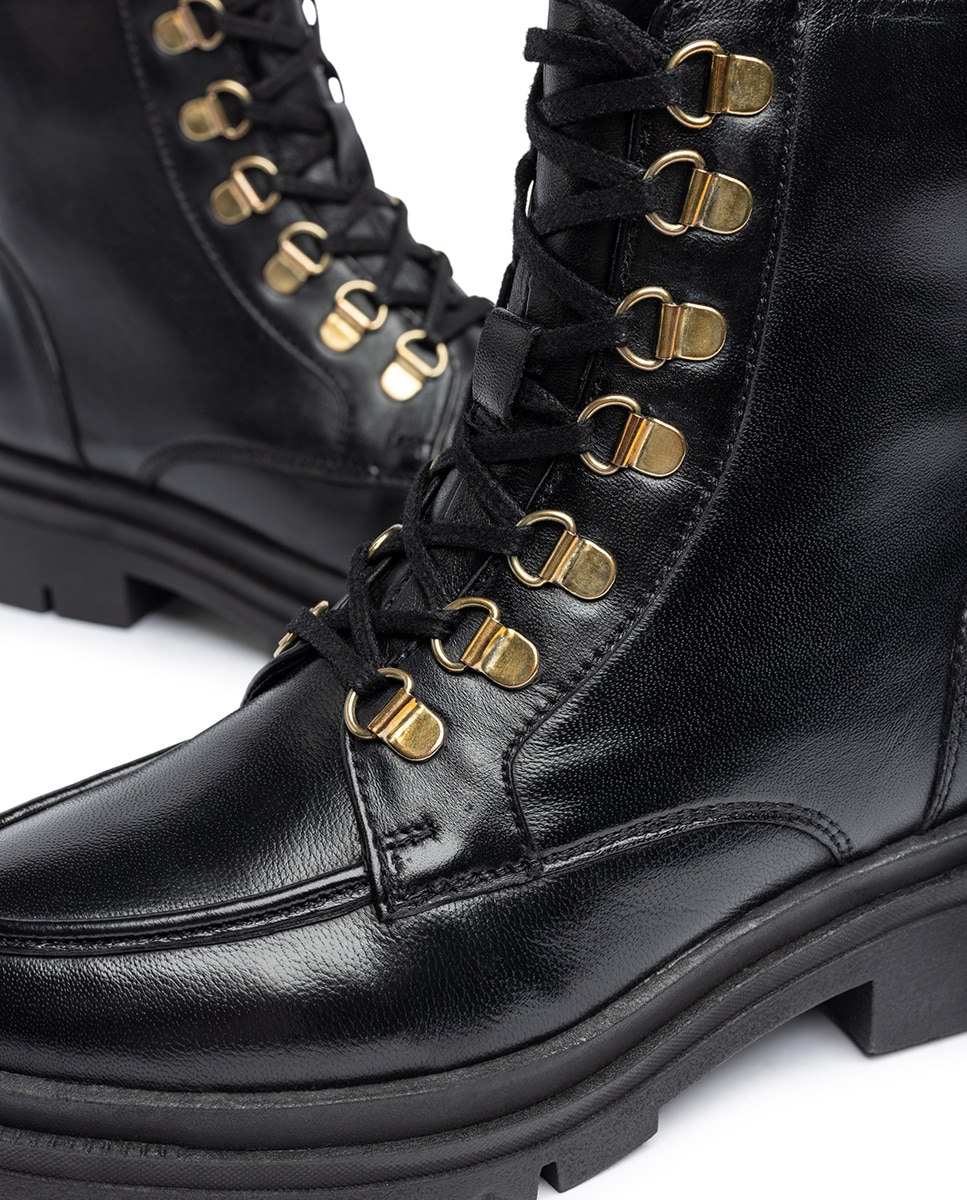 Botines planos de mujer de piel - Yokono - Negro Negro-4