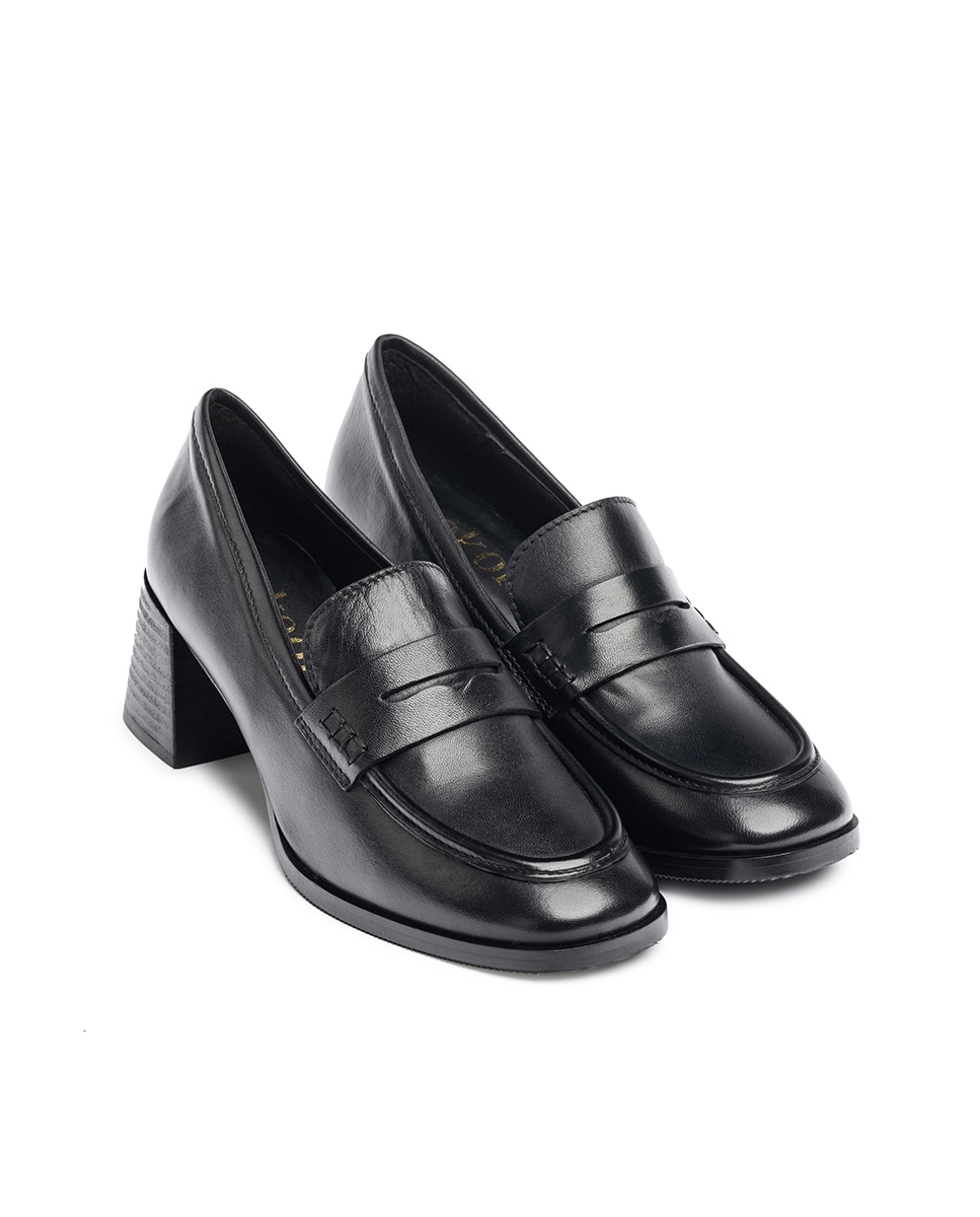 Zapatos de tacón de mujer de piel - Yokono - Negro Negro-2