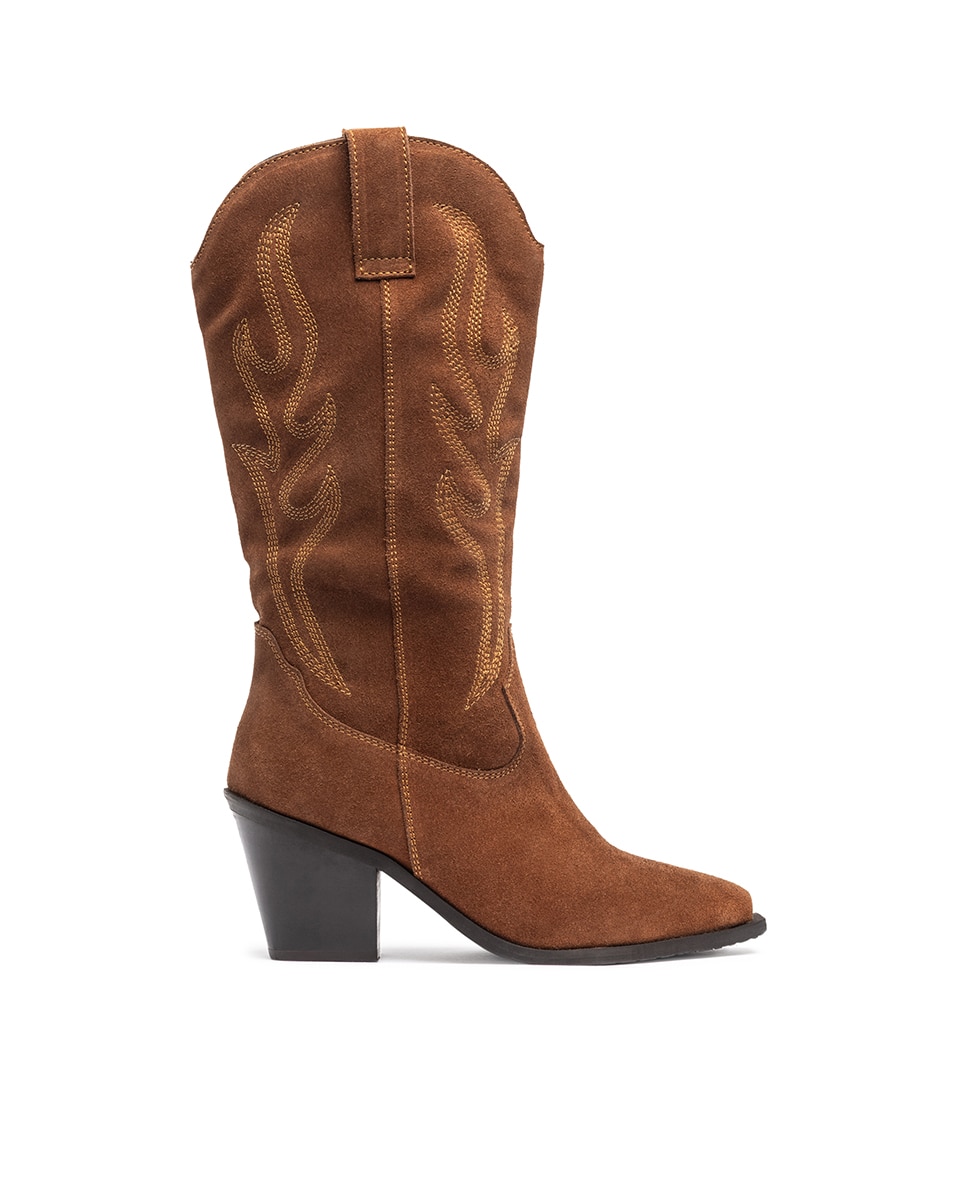 Bota de tacón de mujer de piel - Yokono - Marrón Marrón-1