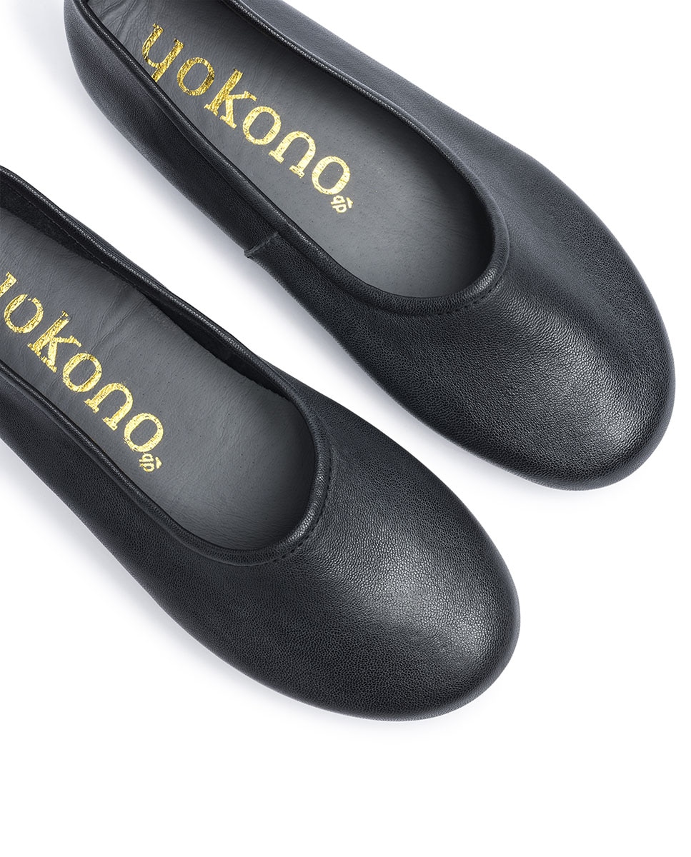 Bailarinas planas de mujer de piel - Yokono - Marrón Negro-5