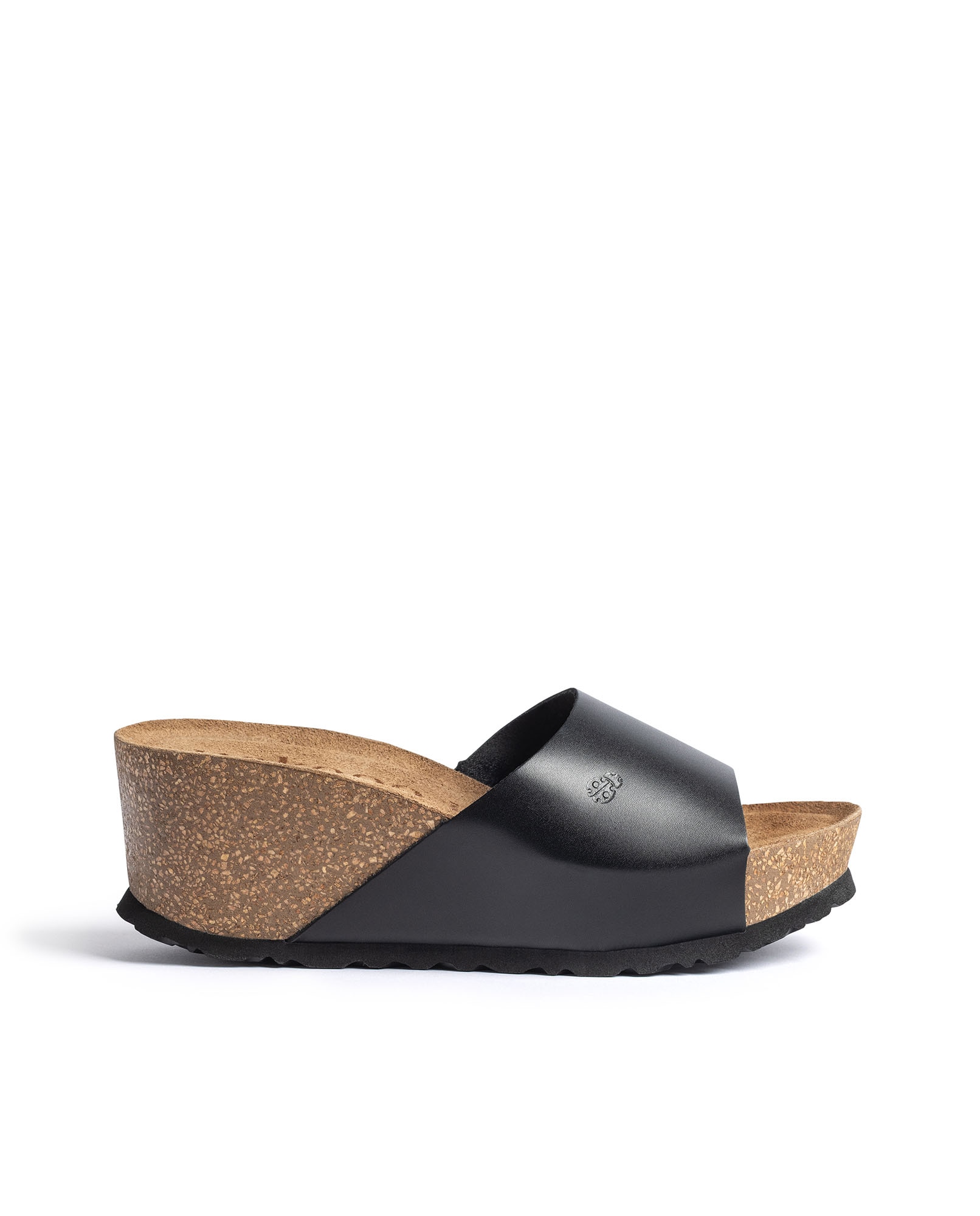 Sandalias de cuña de mujer de piel - Yokono - Negro Negro-1