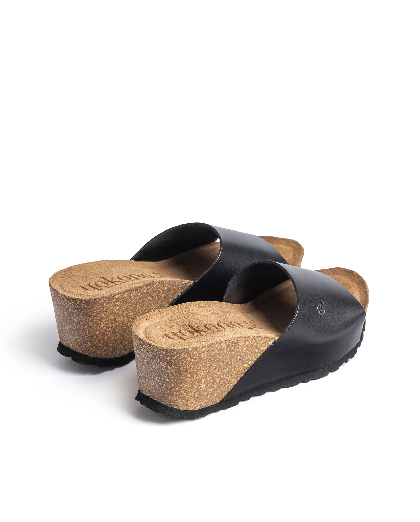 Sandalias de cuña de mujer de piel - Yokono - Negro Negro-4