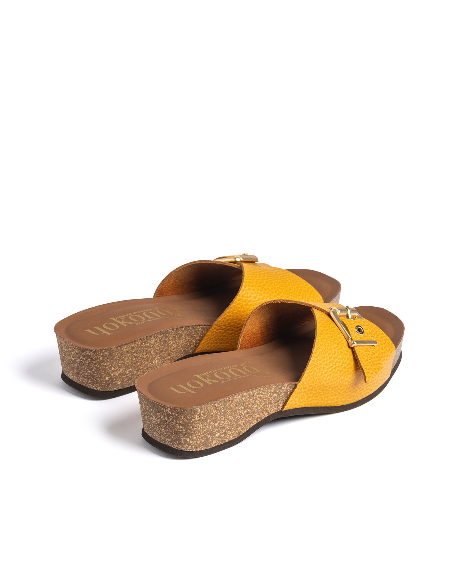 Sandalias de cuña de mujer de piel - Yokono - Naranja Naranja-4