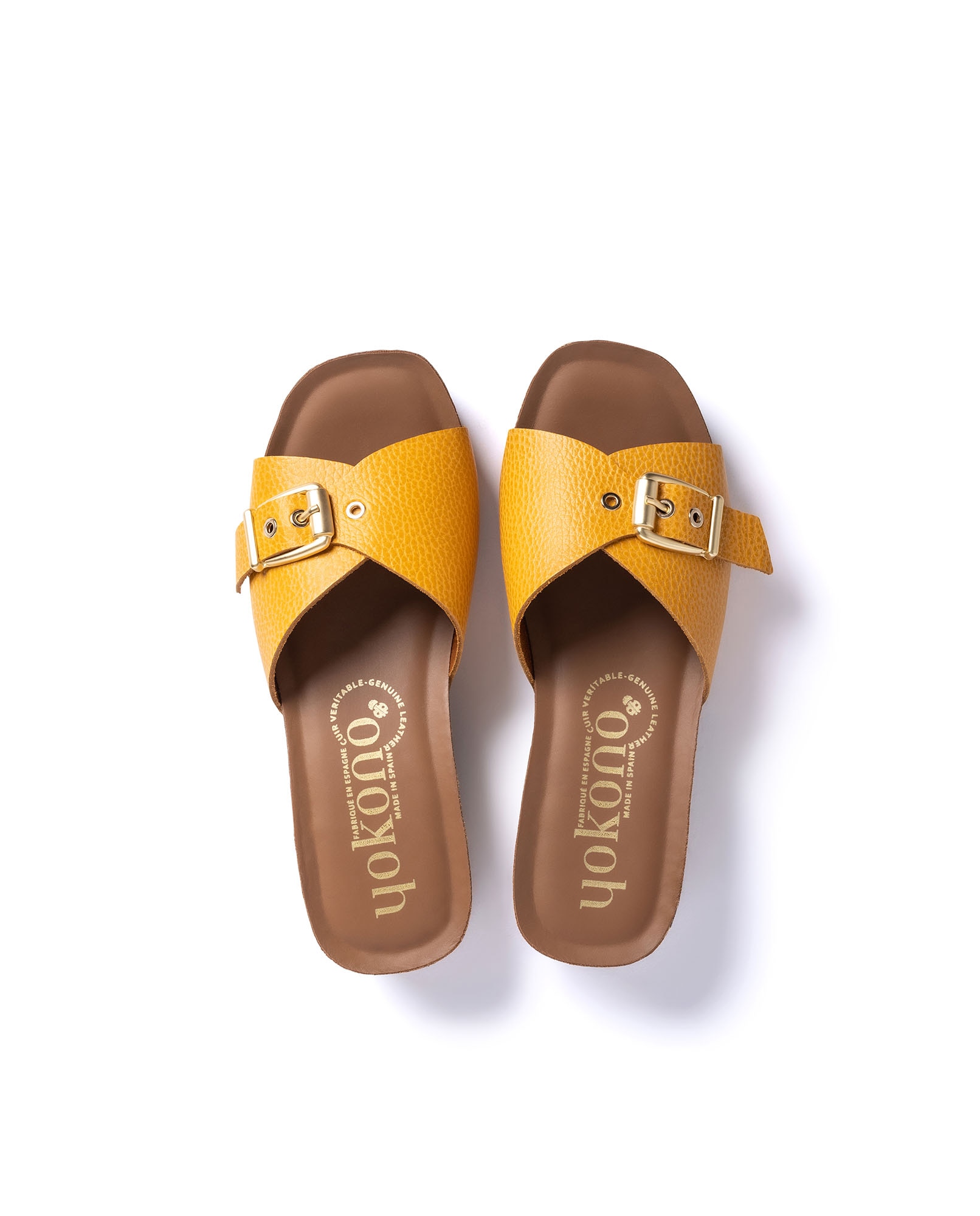 Sandalias de cuña de mujer de piel - Yokono - Naranja Naranja-5