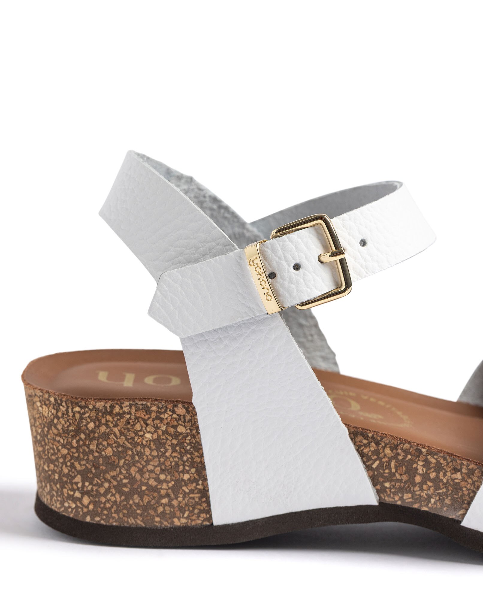 Sandalias de cuña de mujer de piel - Yokono - Blanco Blanco-3