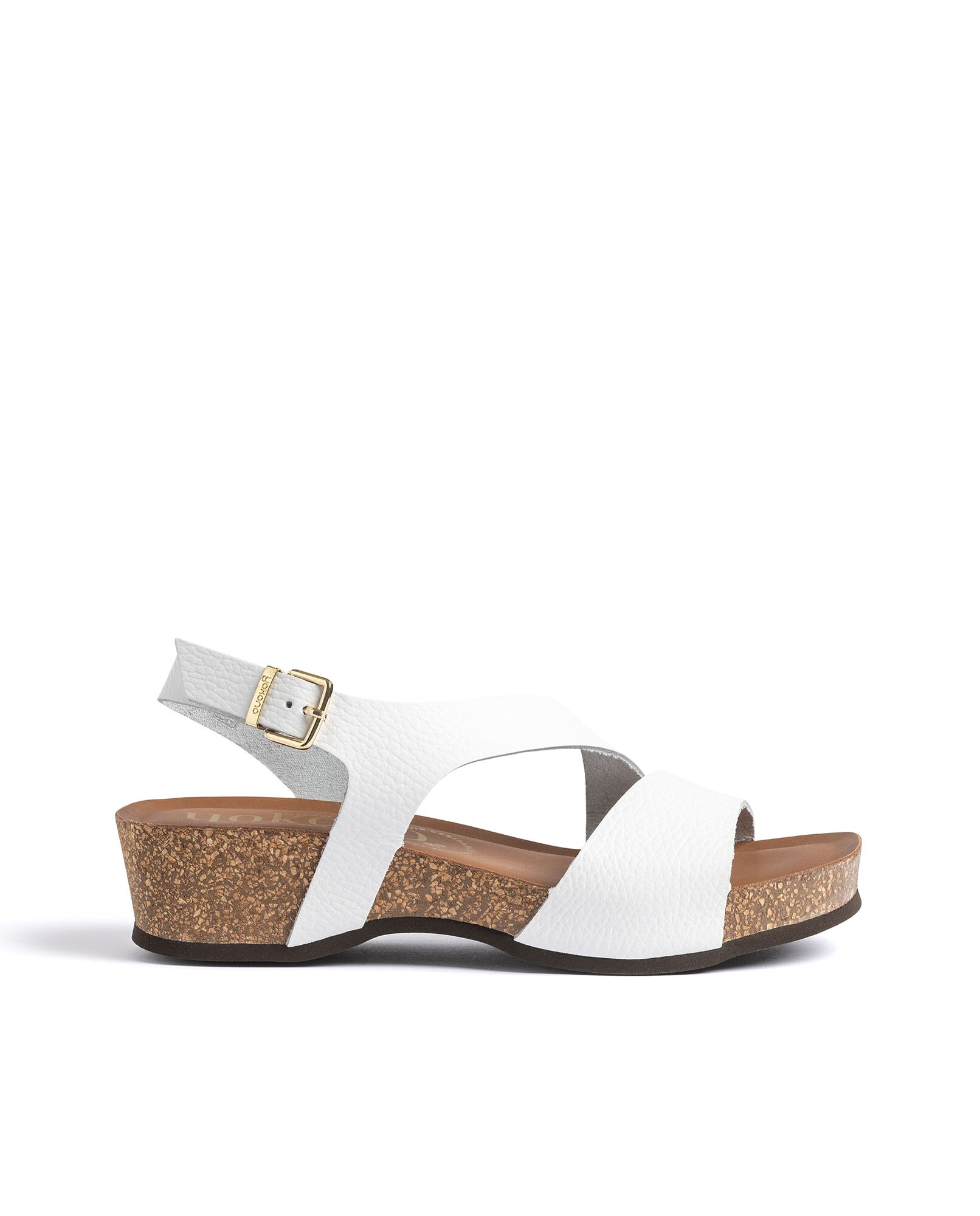 Sandalias de cuña de mujer de piel - Yokono - Blanco Blanco-1