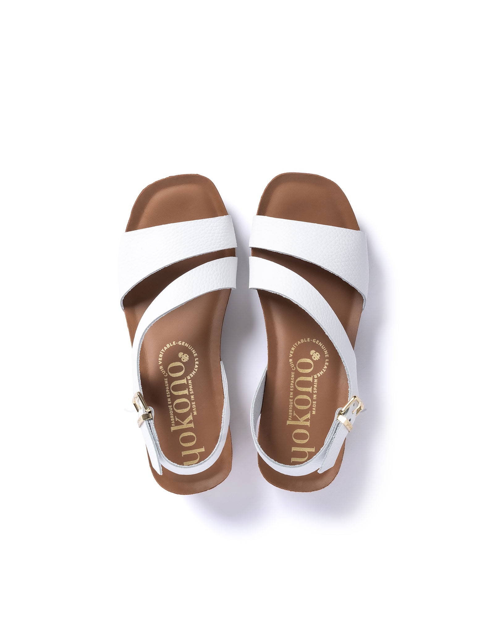 Sandalias de cuña de mujer de piel - Yokono - Blanco Blanco-5