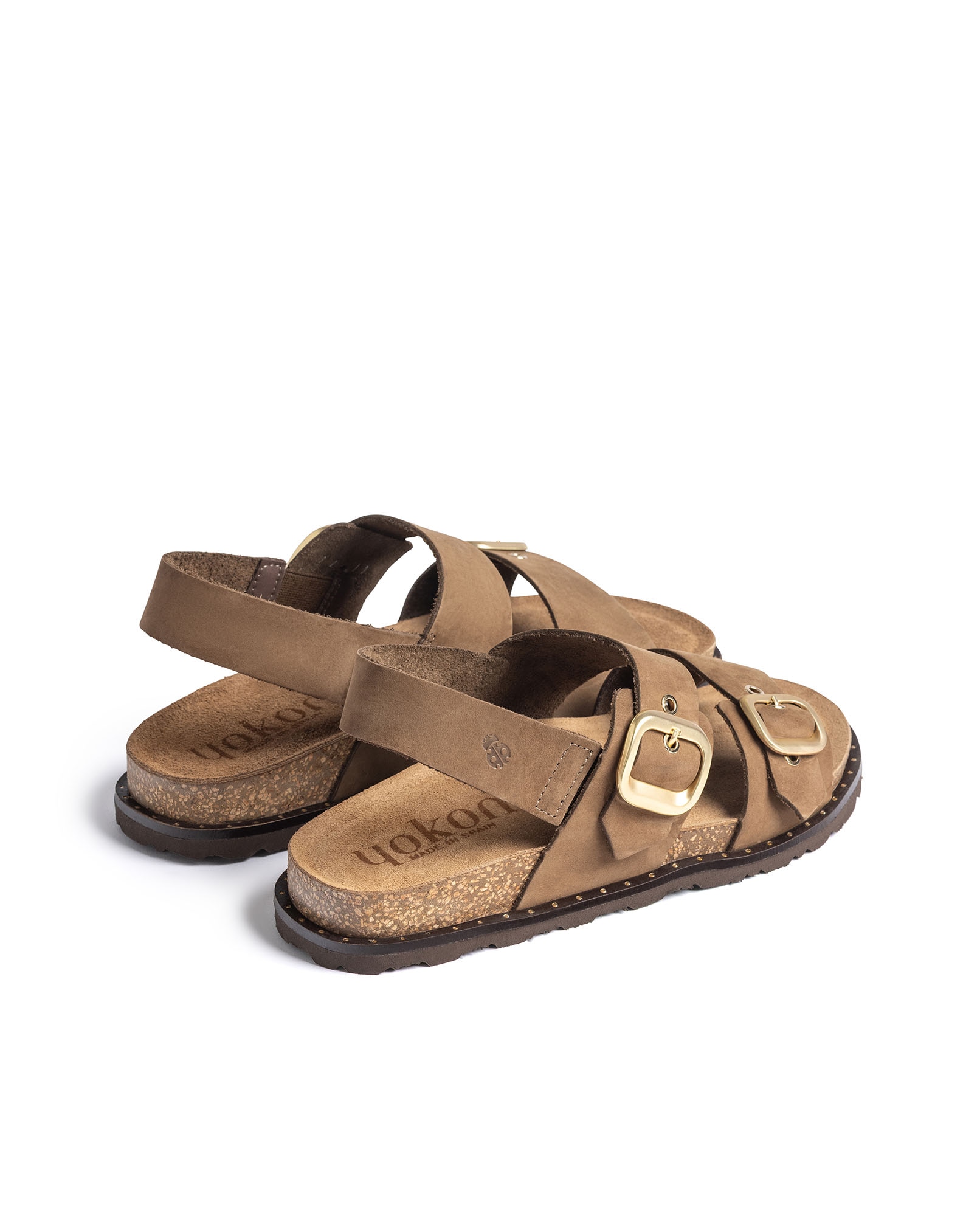 Sandalias planas de mujer de piel - Yokono - Marrón claro Marrón claro-4