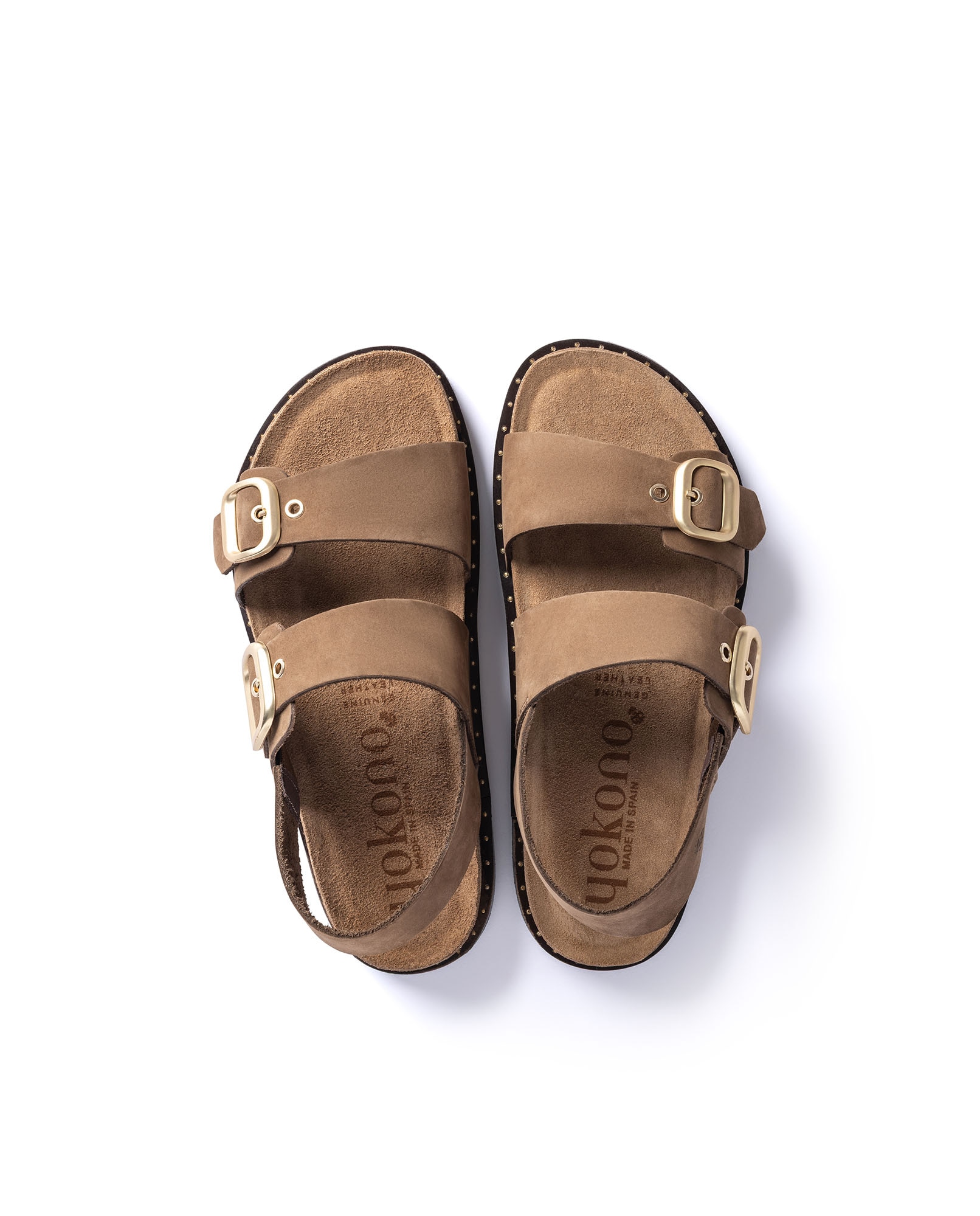 Sandalias planas de mujer de piel - Yokono - Marrón claro Marrón claro-5