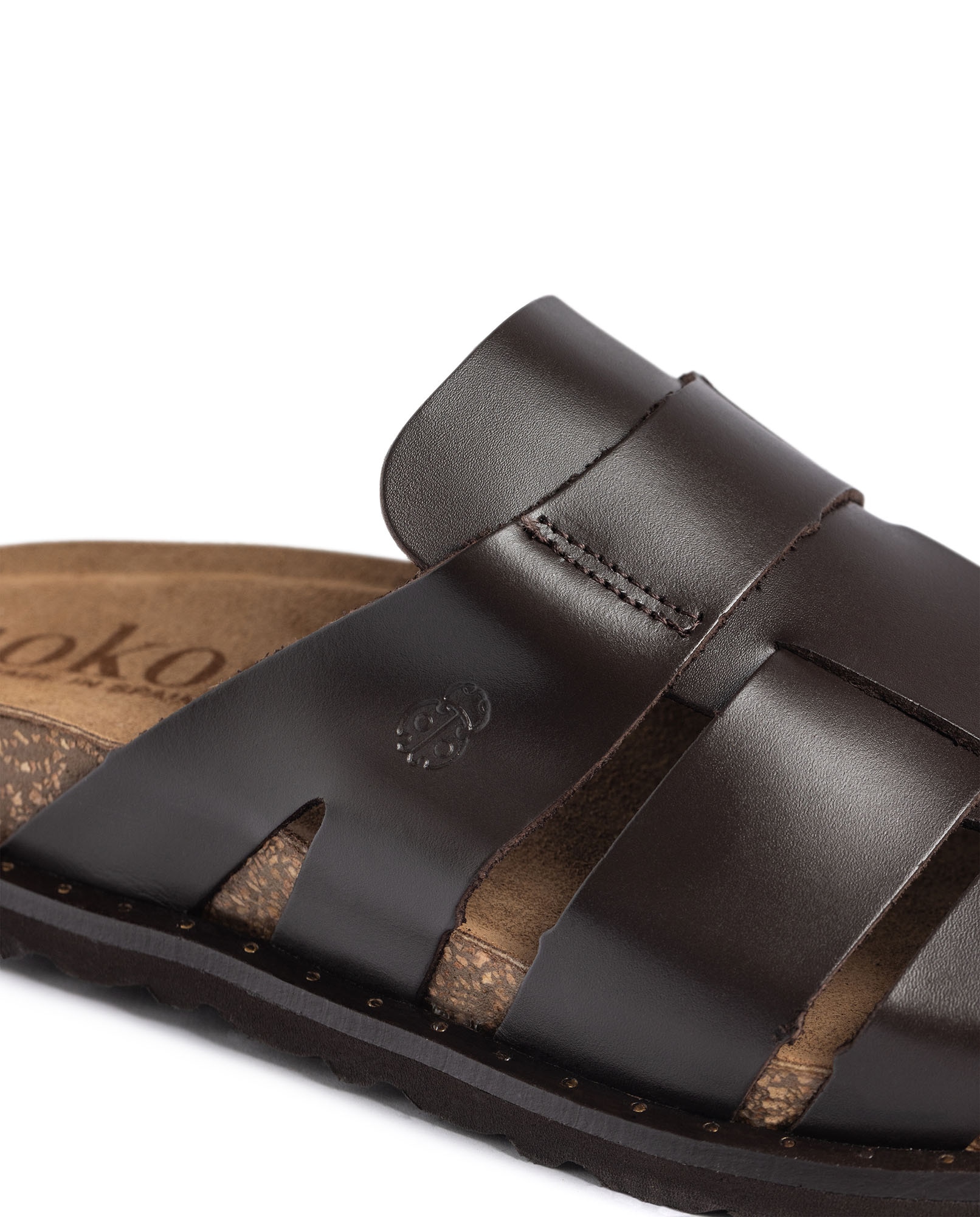 Sandalias planas de mujer de piel - Yokono - Marrón oscuro Marrón oscuro-3