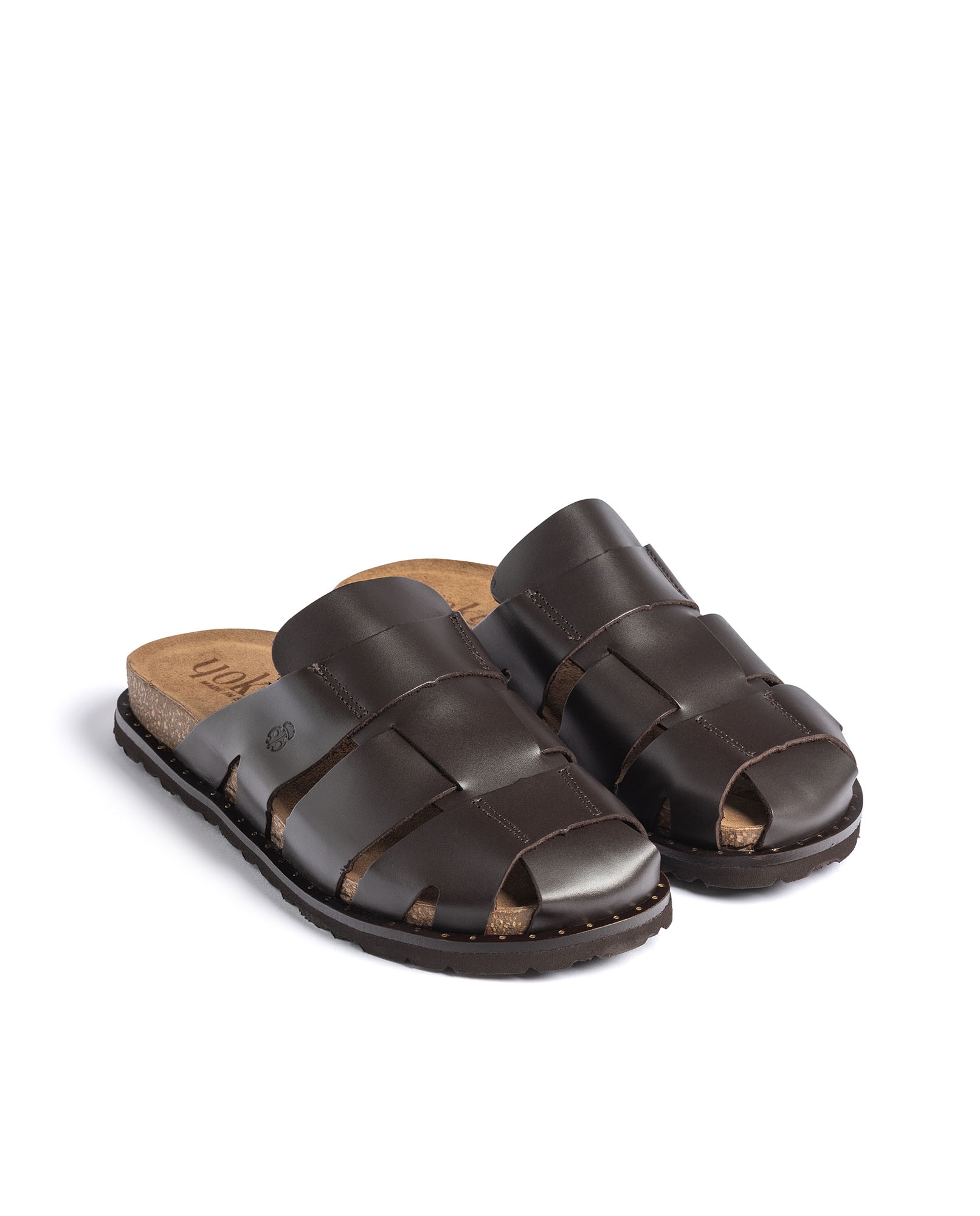 Sandalias planas de mujer de piel - Yokono - Marrón oscuro Marrón oscuro-2