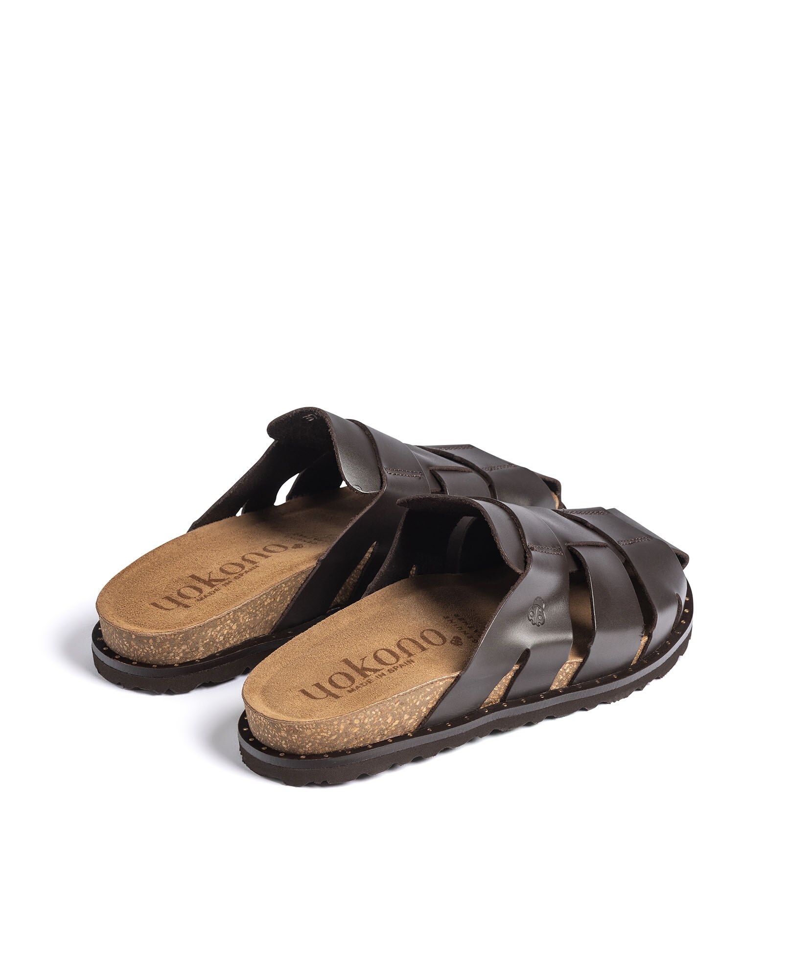 Sandalias planas de mujer de piel - Yokono - Marrón oscuro Marrón oscuro-4