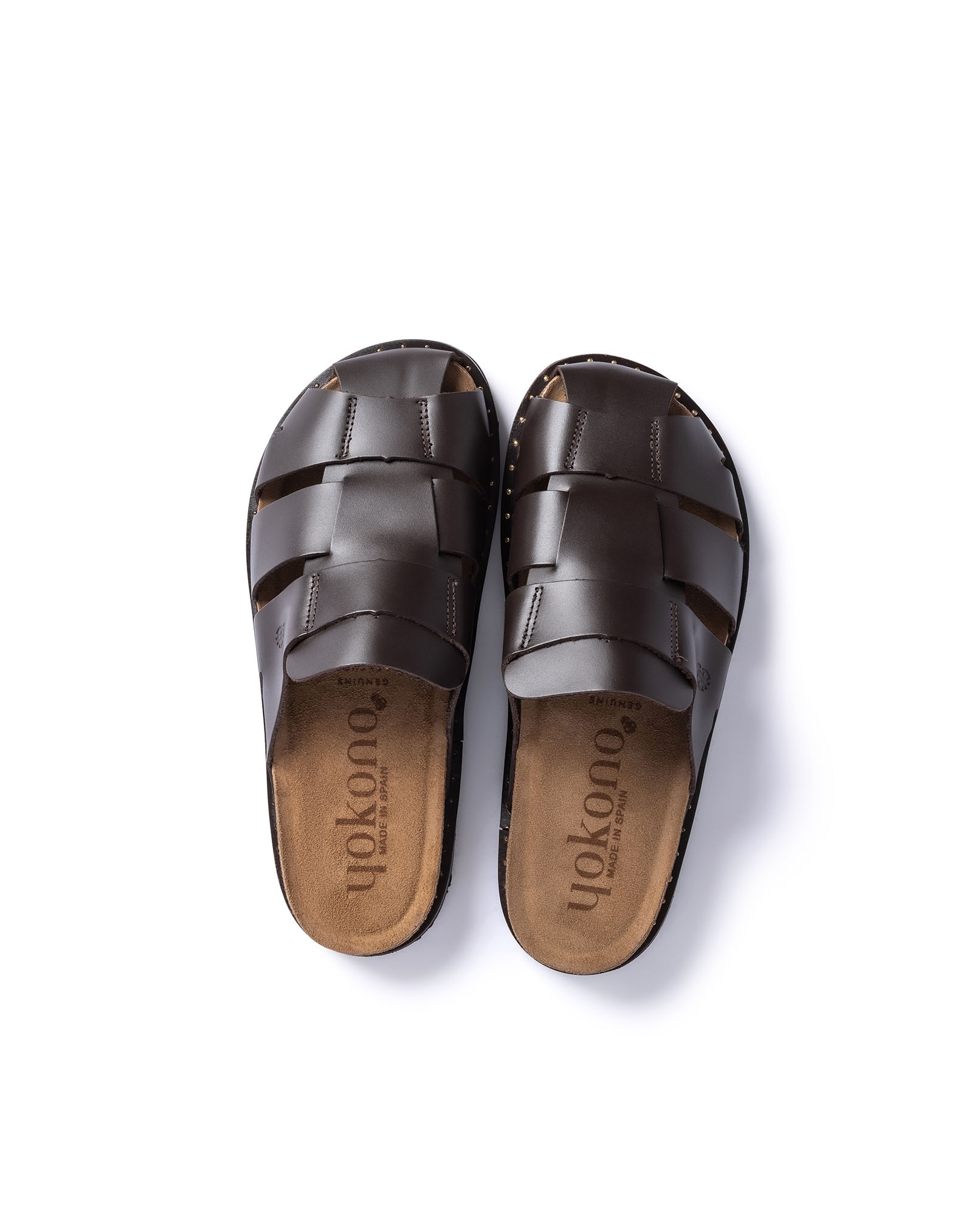 Sandalias planas de mujer de piel - Yokono - Marrón oscuro Marrón oscuro-5