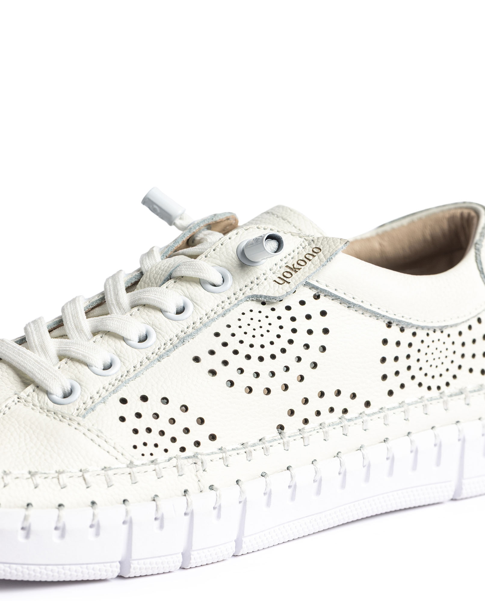 Zapatillas básicas de mujer de piel - Yokono - Blanco Blanco-3