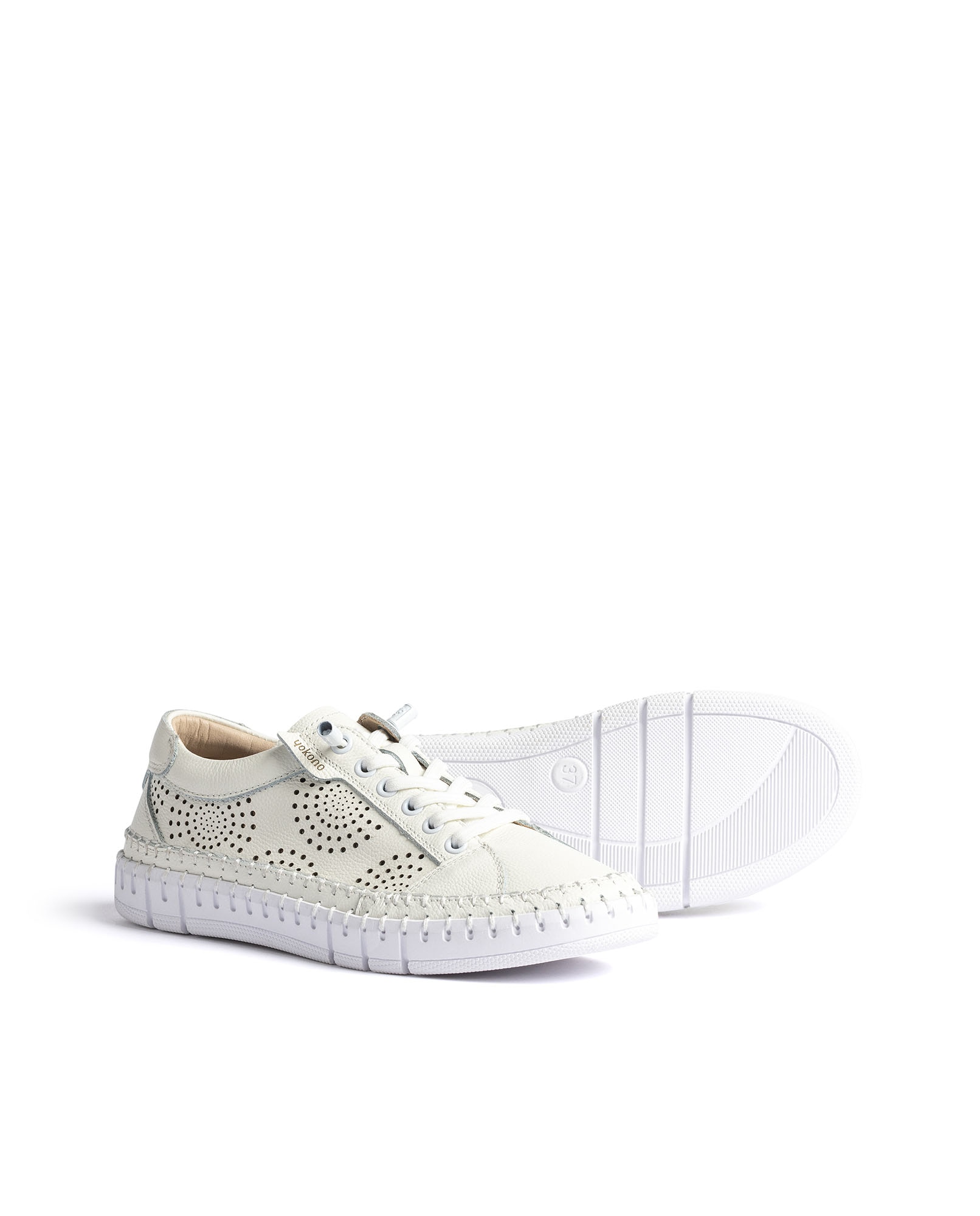Zapatillas básicas de mujer de piel - Yokono - Blanco Blanco-5