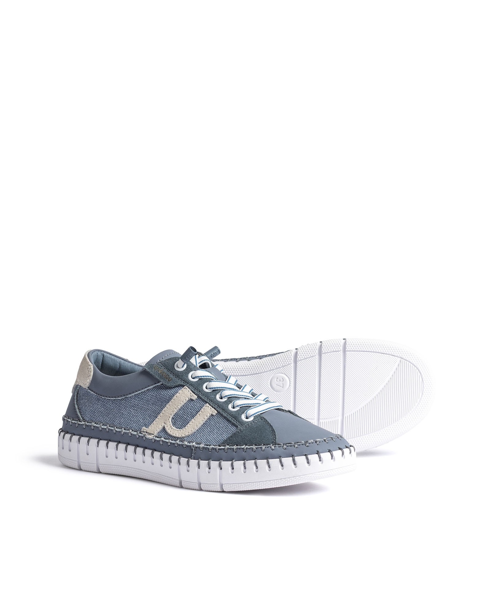 Zapatillas de mujer de piel - Yokono - Azul denim Azul denim-5